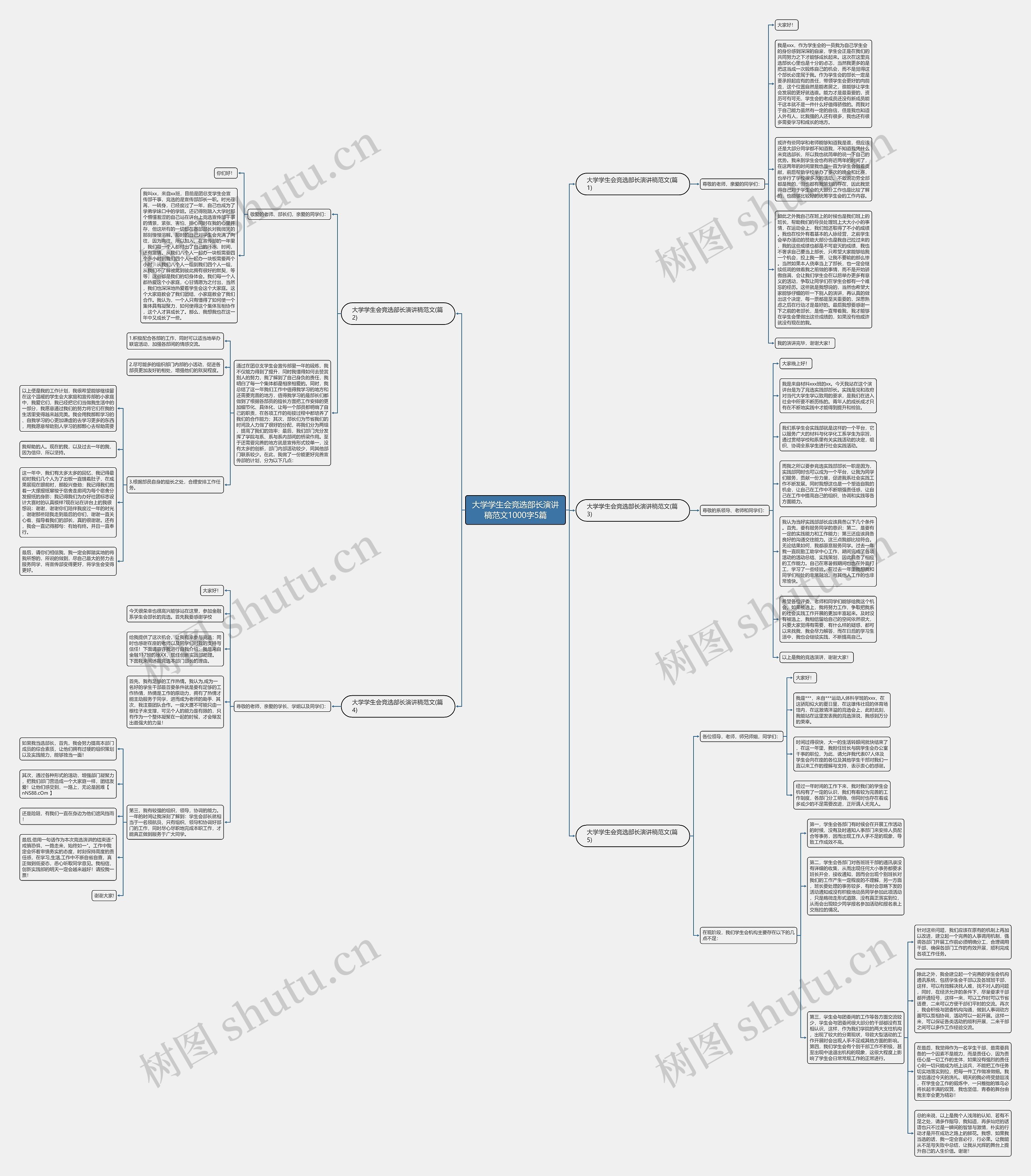 大学学生会竞选部长演讲稿范文1000字5篇思维导图