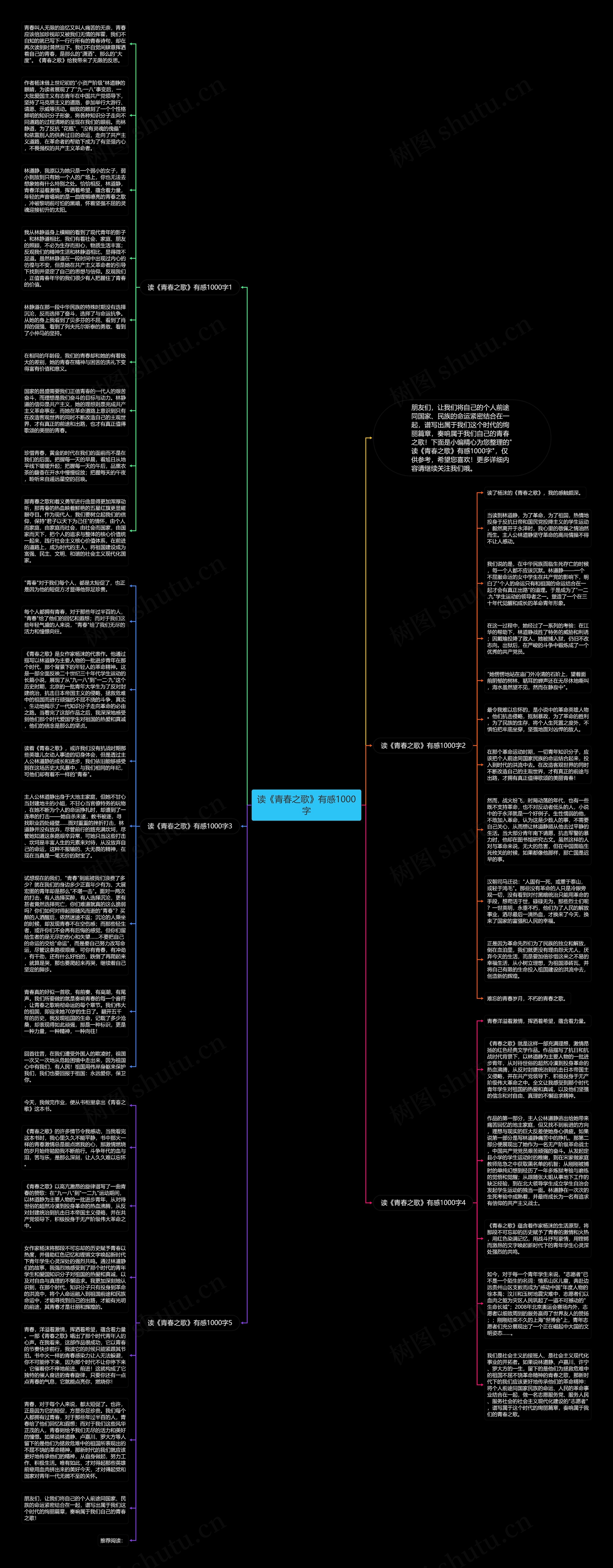 读《青春之歌》有感1000字思维导图