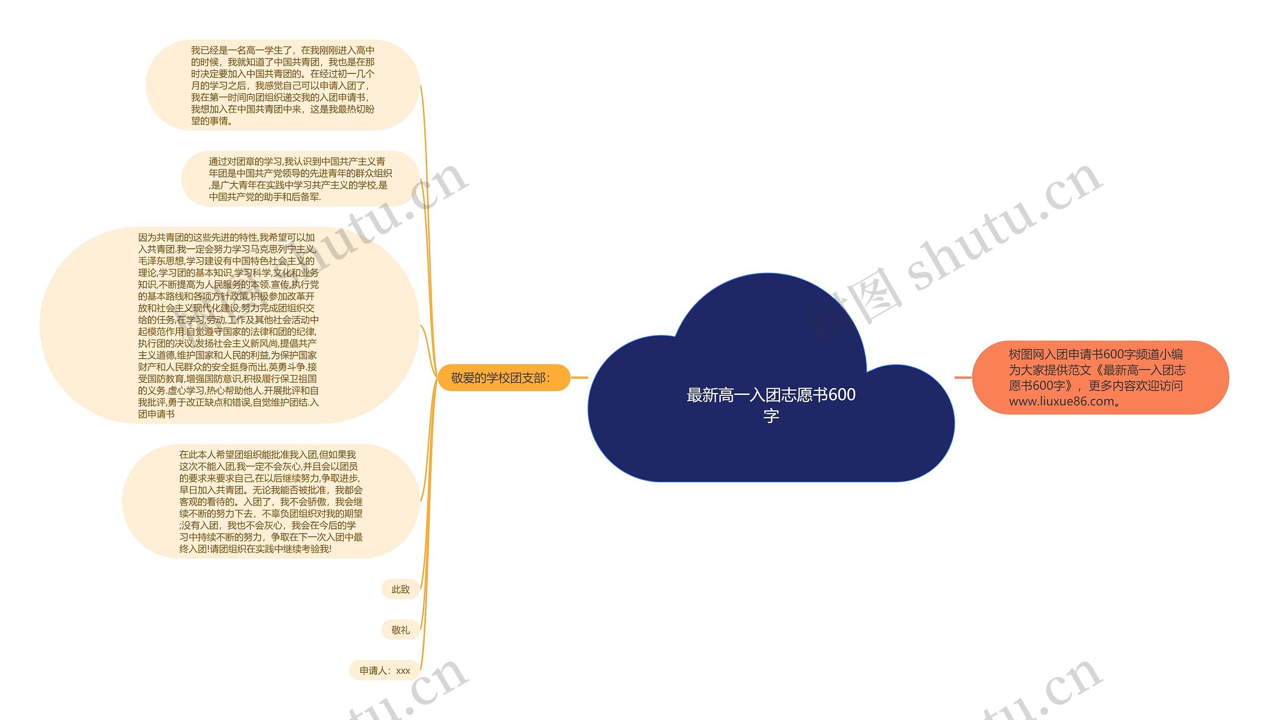 最新高一入团志愿书600字思维导图