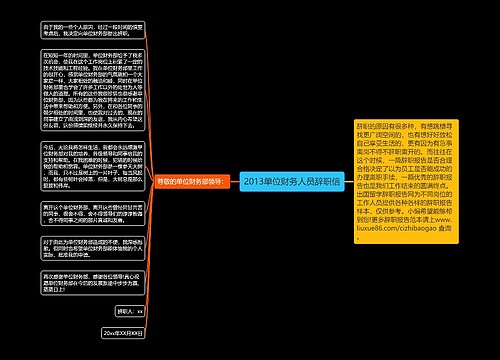 2013单位财务人员辞职信