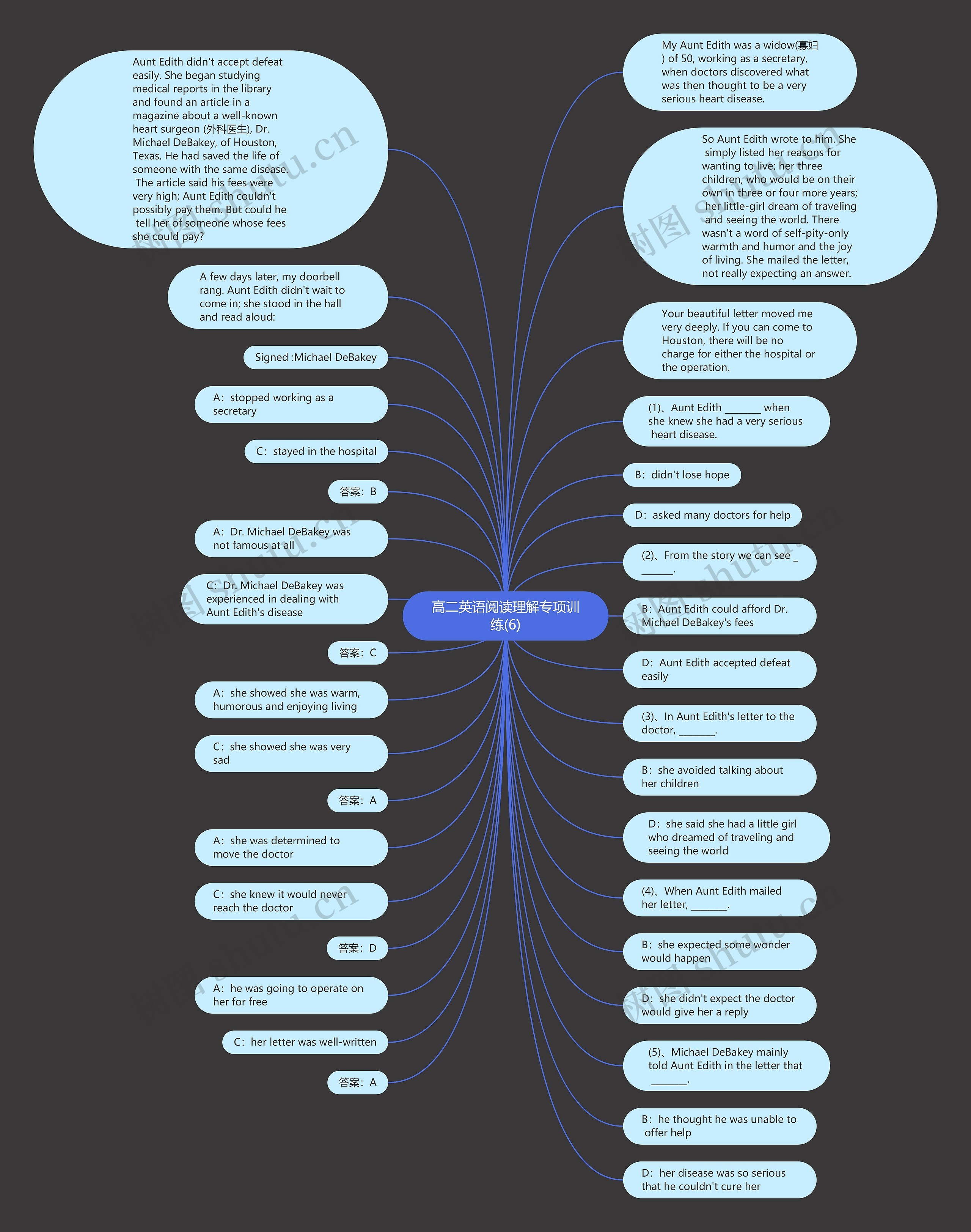高二英语阅读理解专项训练(6)思维导图