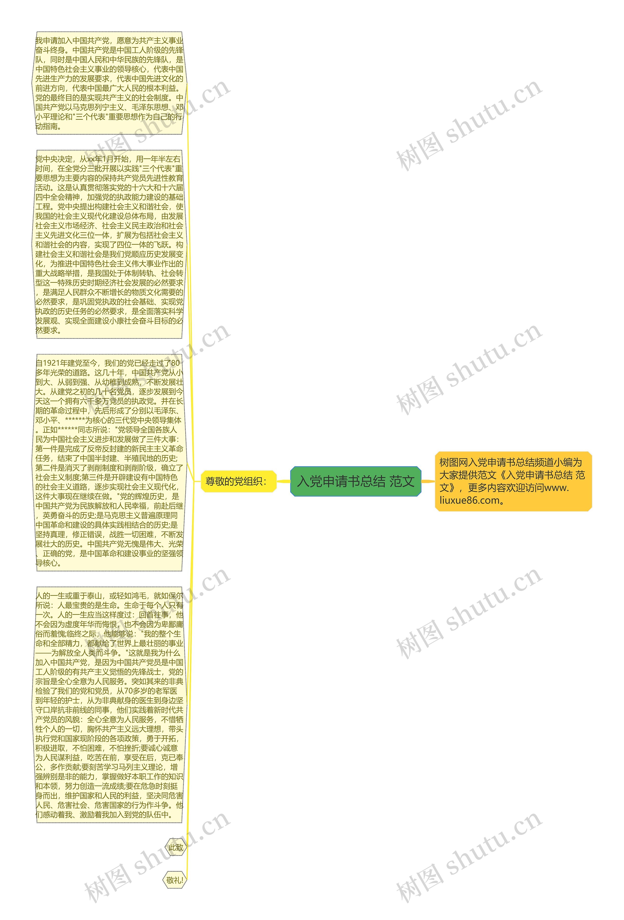 入党申请书总结 范文思维导图