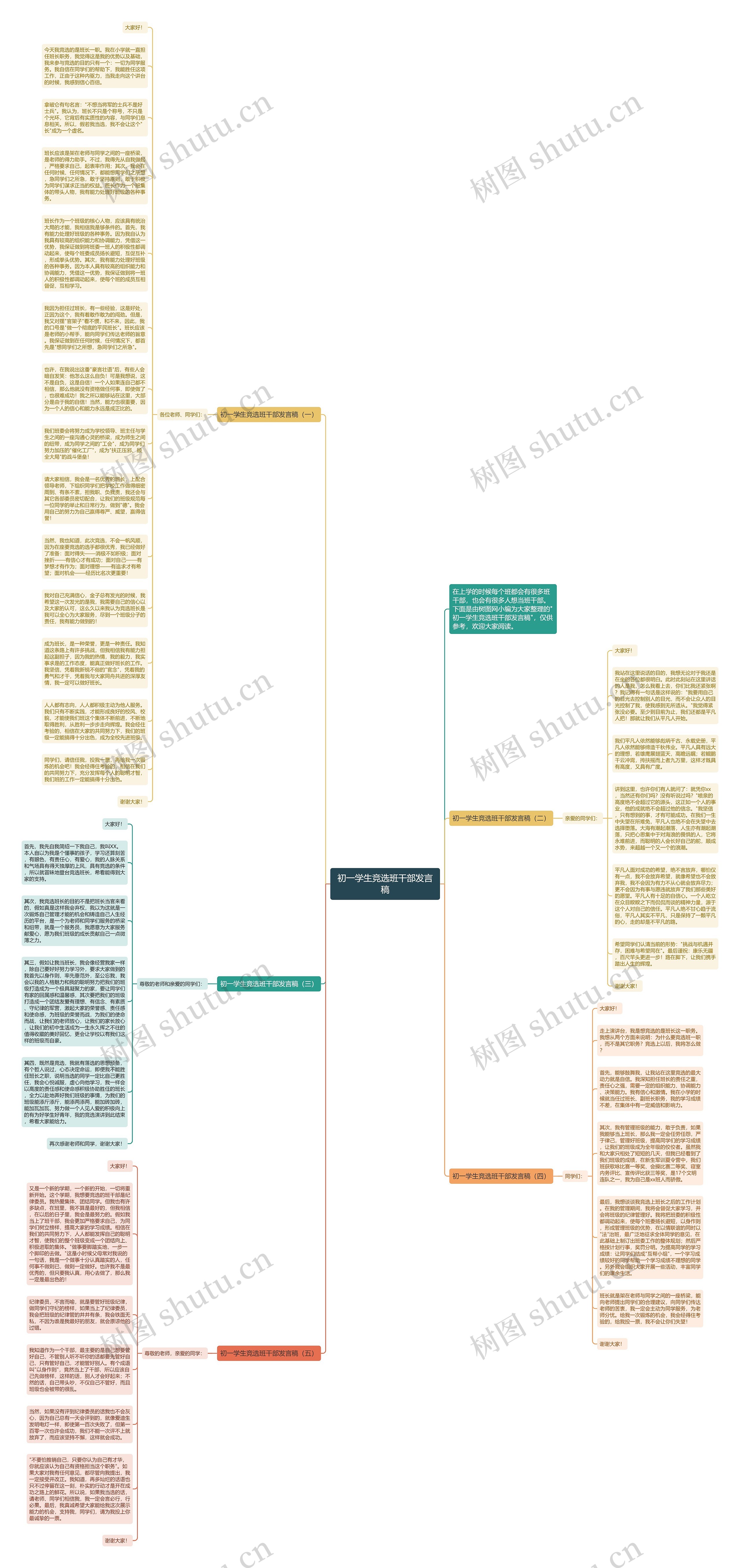 初一学生竞选班干部发言稿思维导图