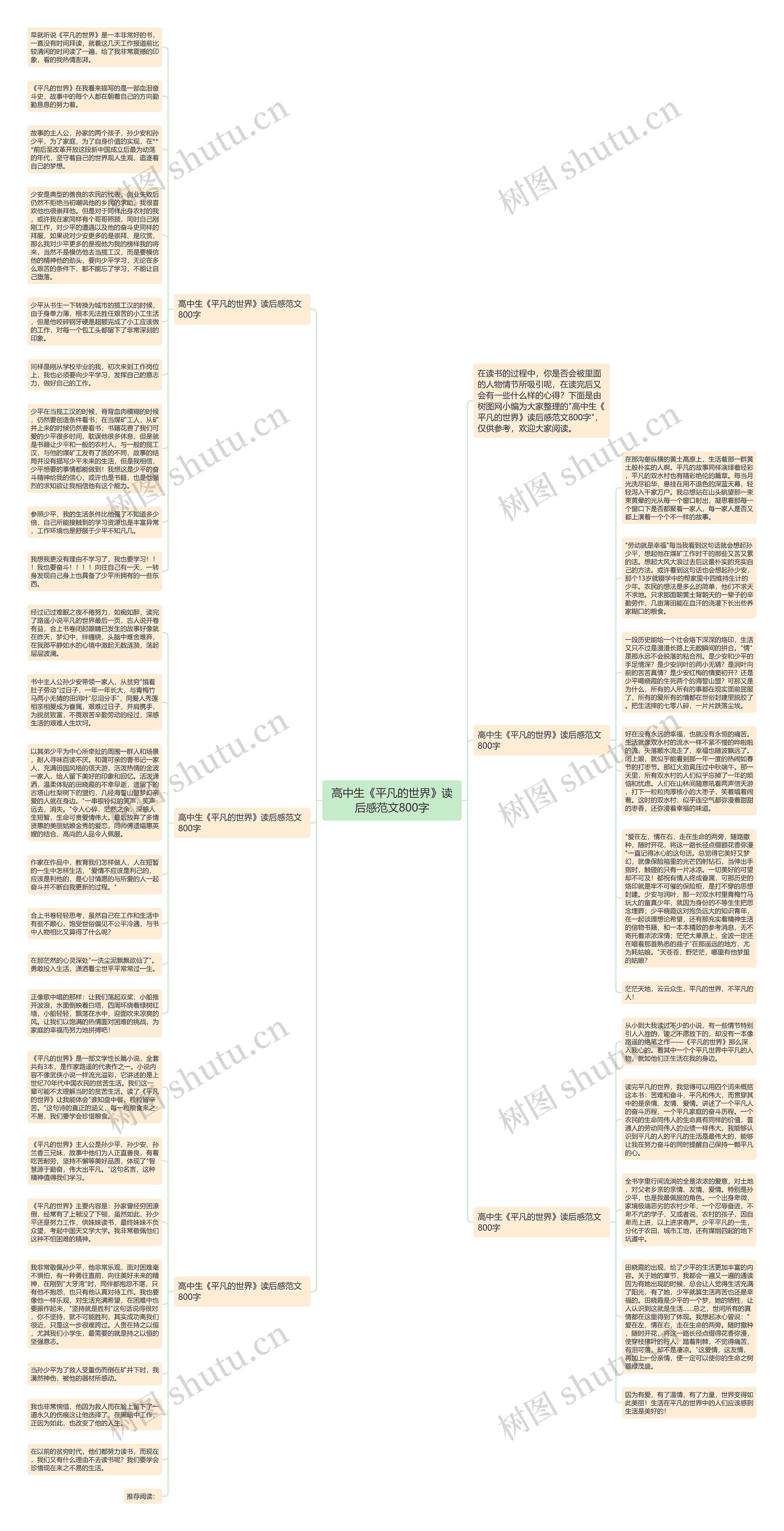 高中生《平凡的世界》读后感范文800字思维导图