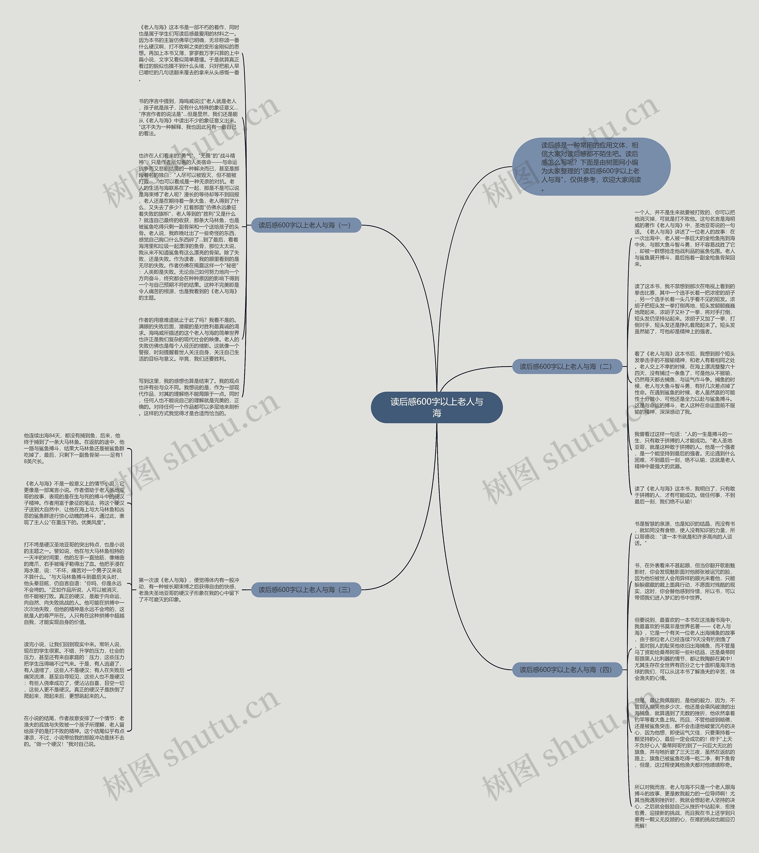 读后感600字以上老人与海思维导图
