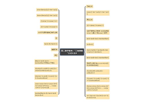 高二数学备考："三角函数"公式大全4思维导图