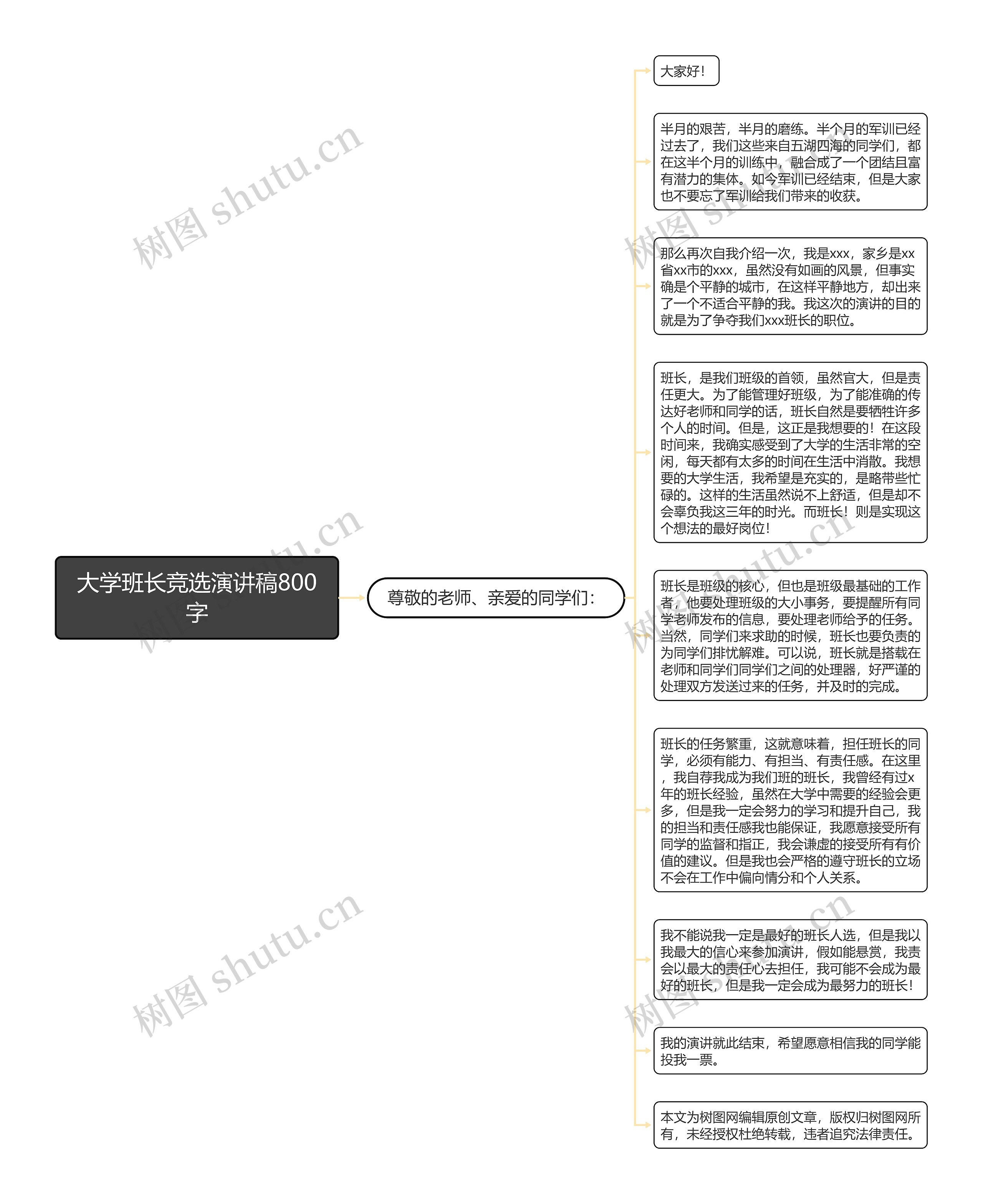 大学班长竞选演讲稿800字思维导图