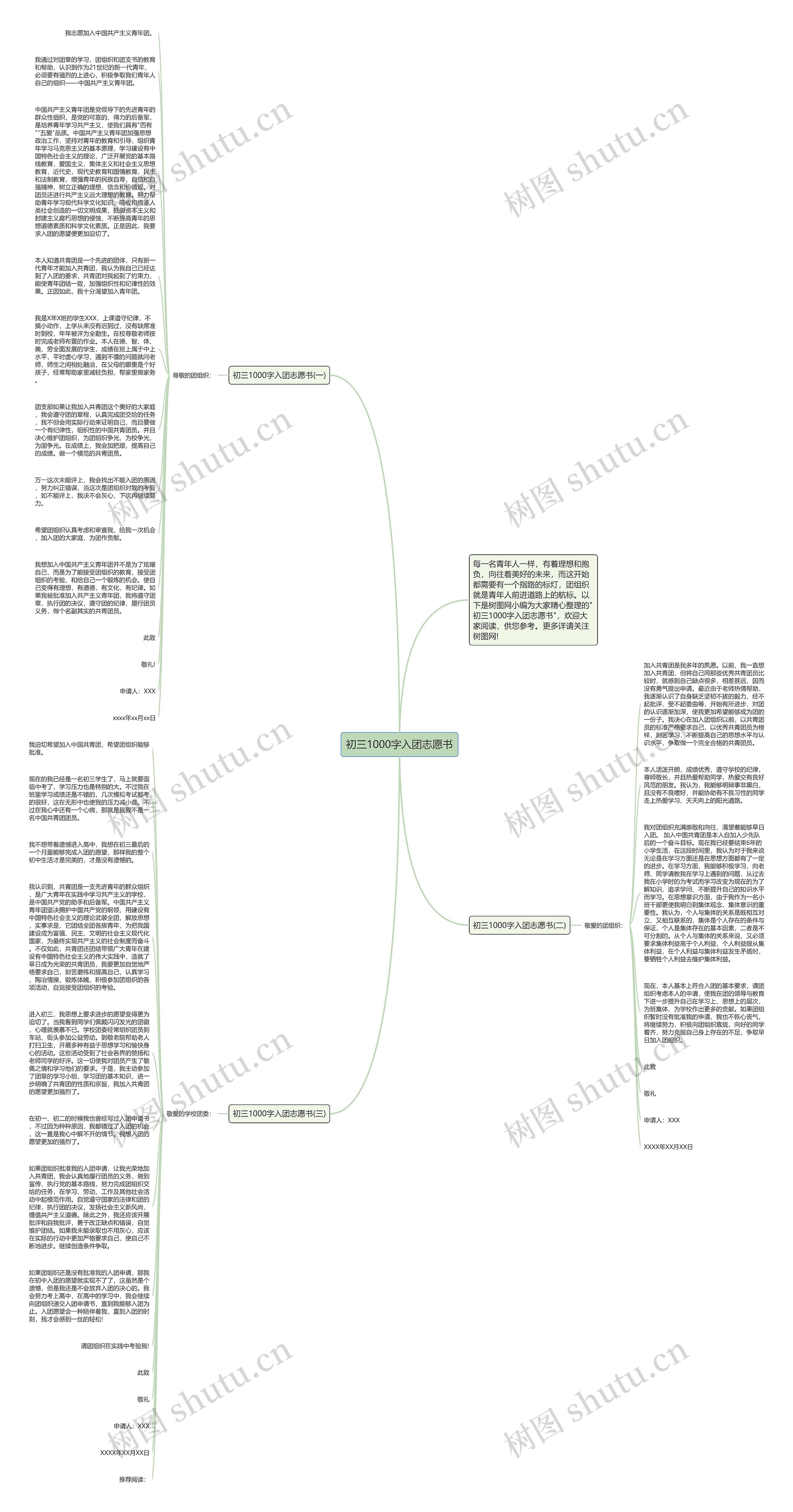 初三1000字入团志愿书思维导图