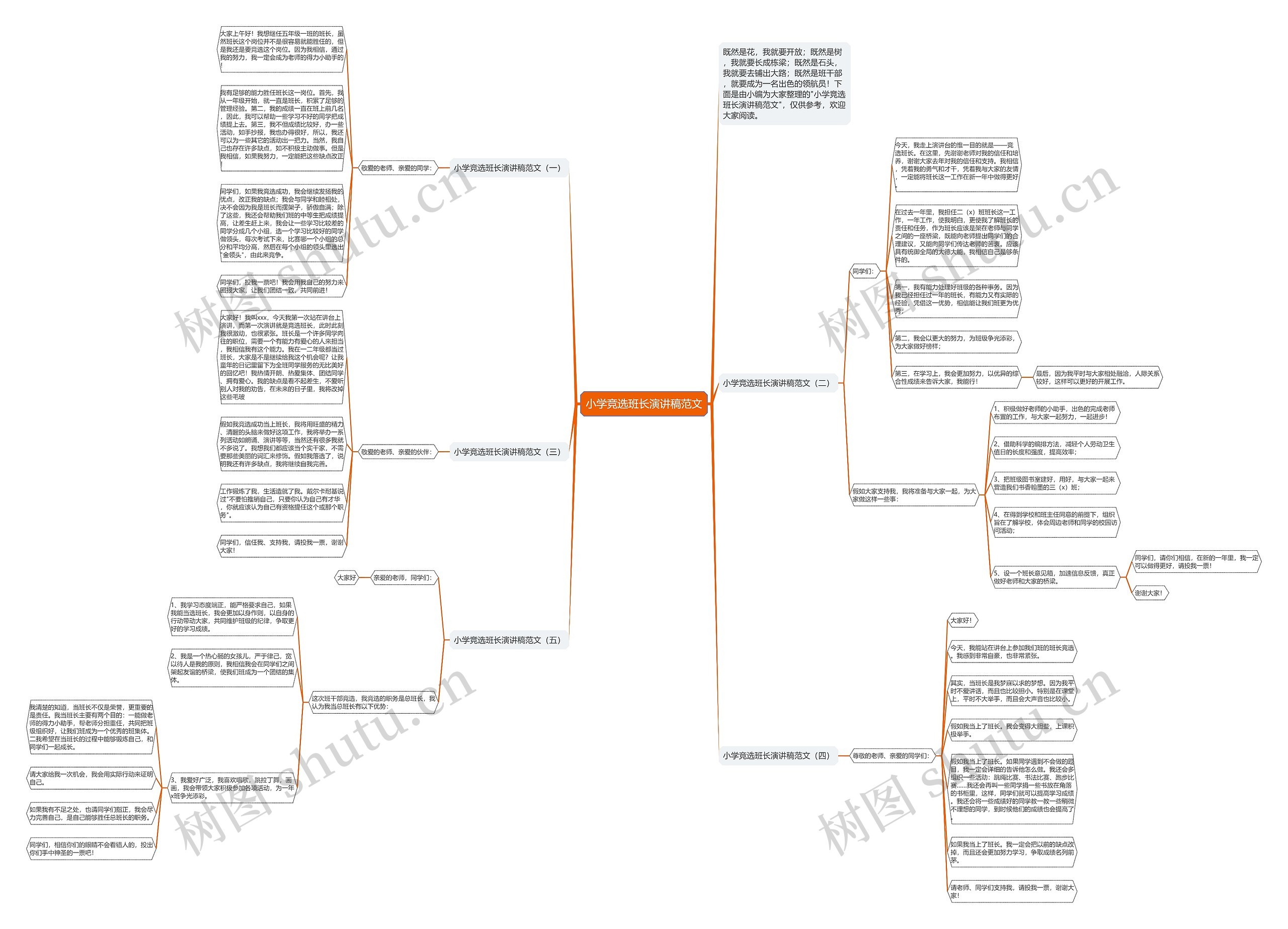小学竞选班长演讲稿范文思维导图