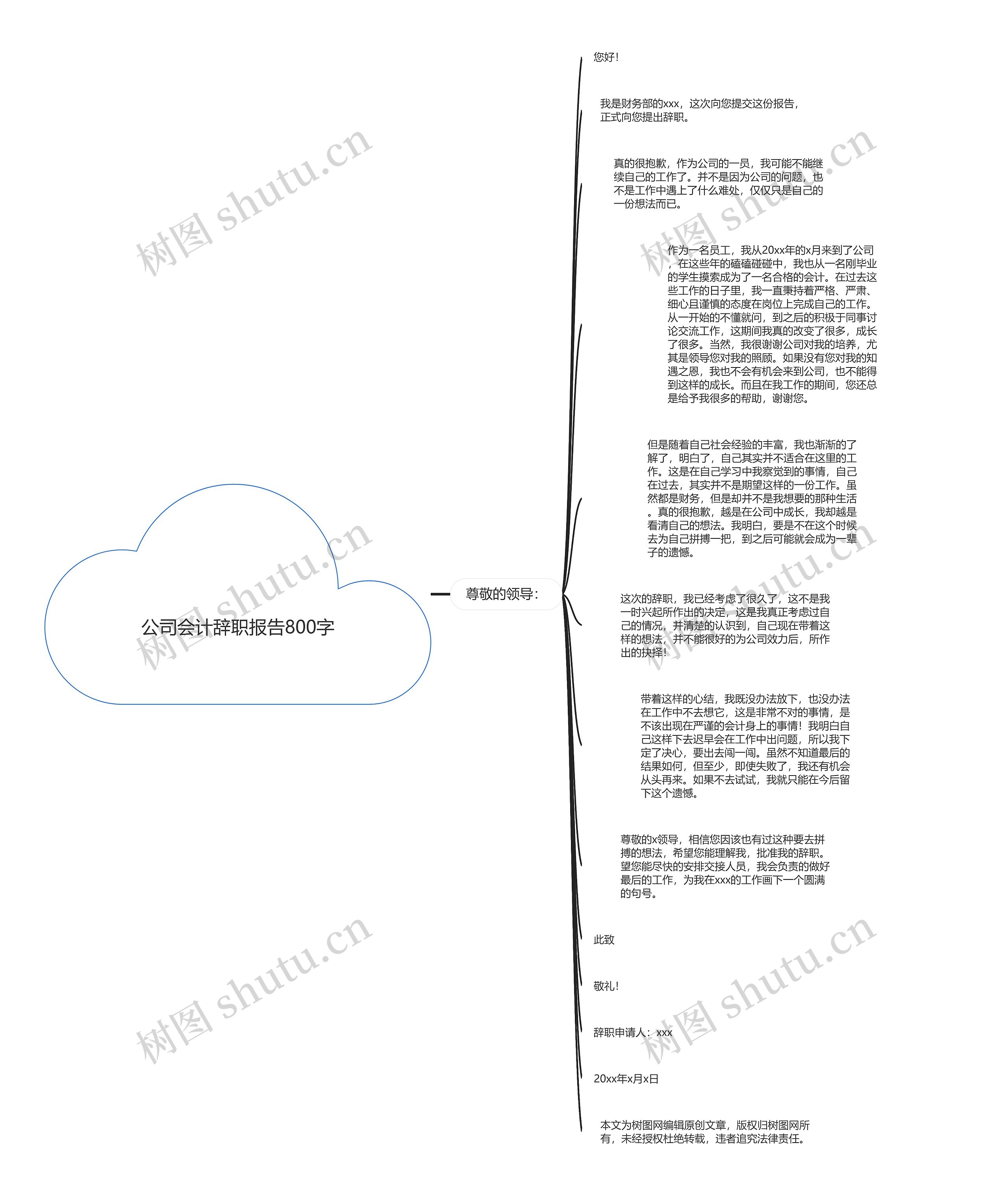 公司会计辞职报告800字思维导图