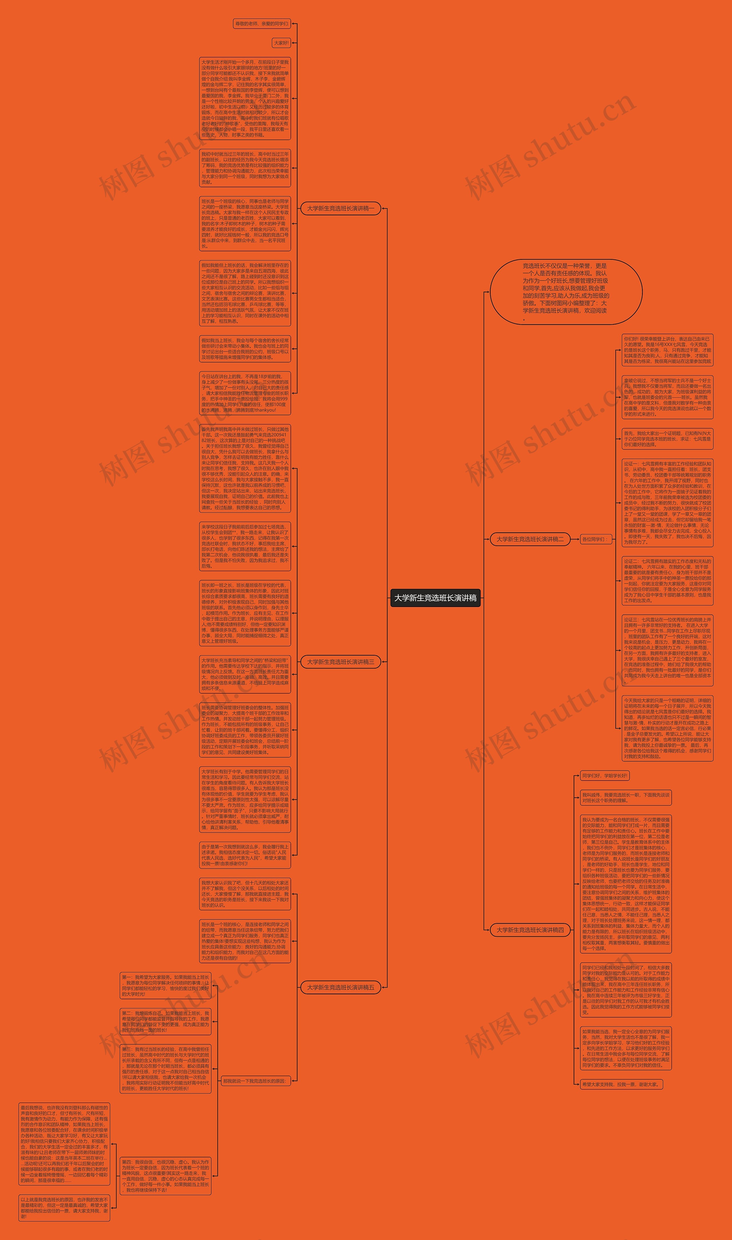 大学新生竞选班长演讲稿思维导图