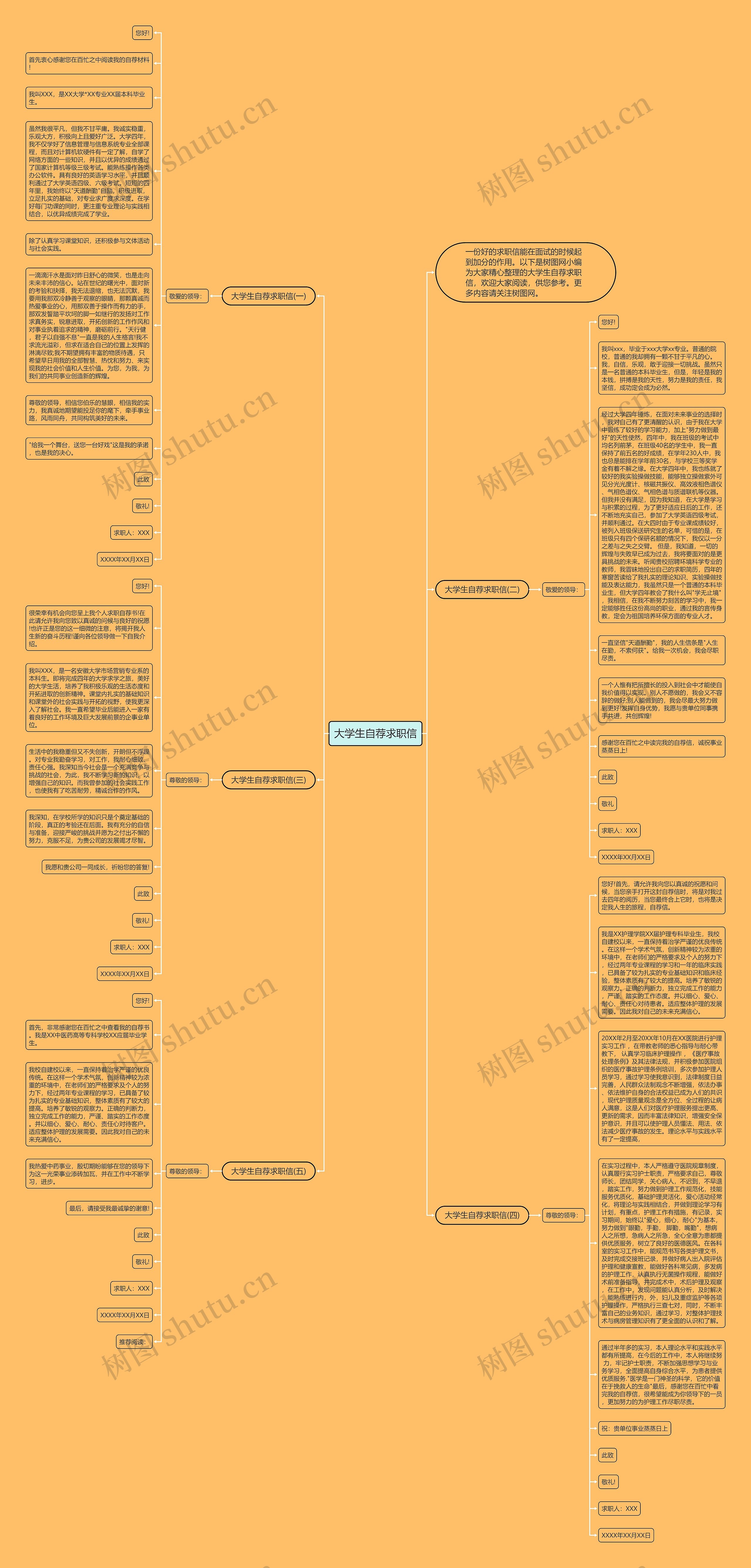 大学生自荐求职信思维导图