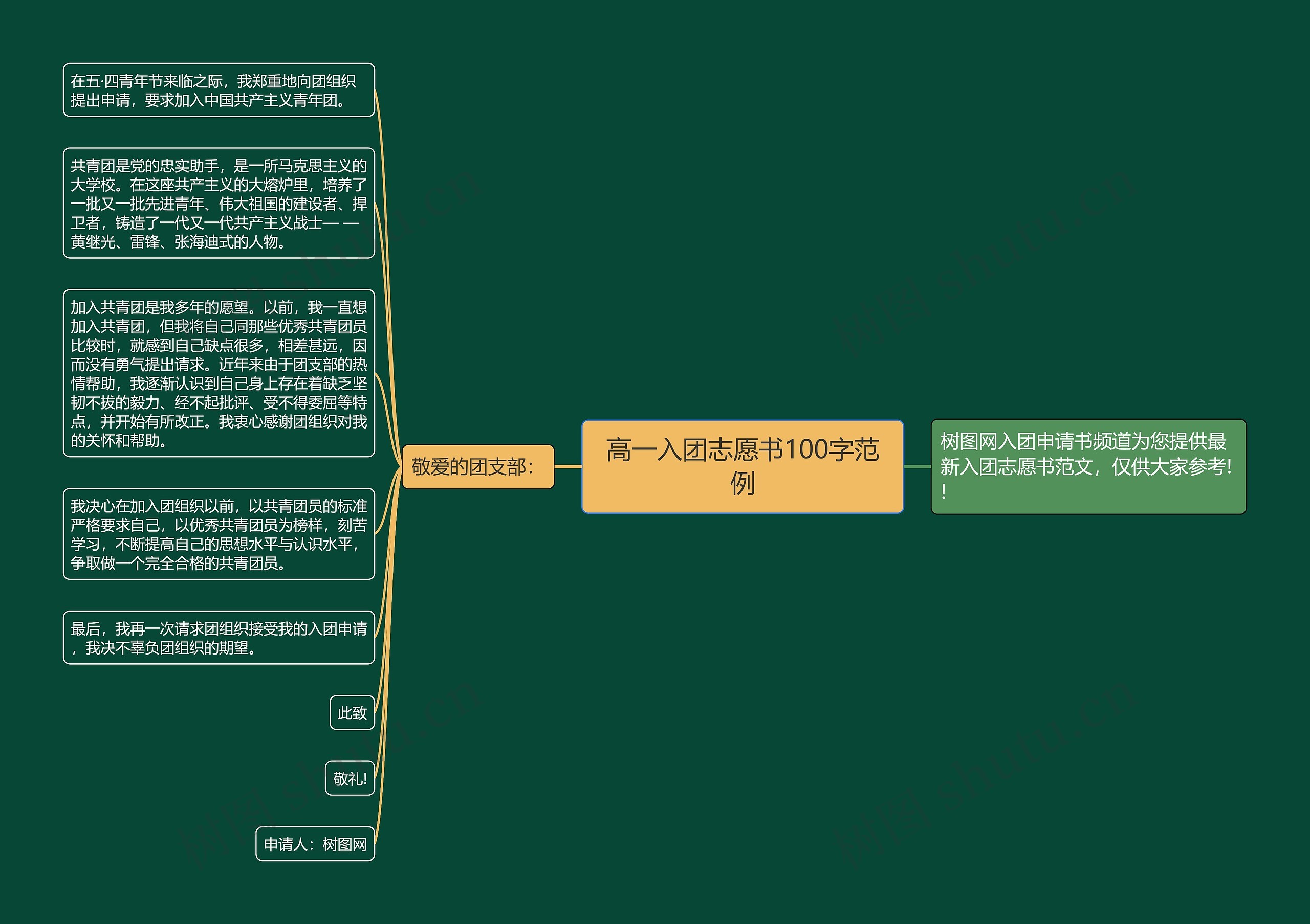 高一入团志愿书100字范例思维导图