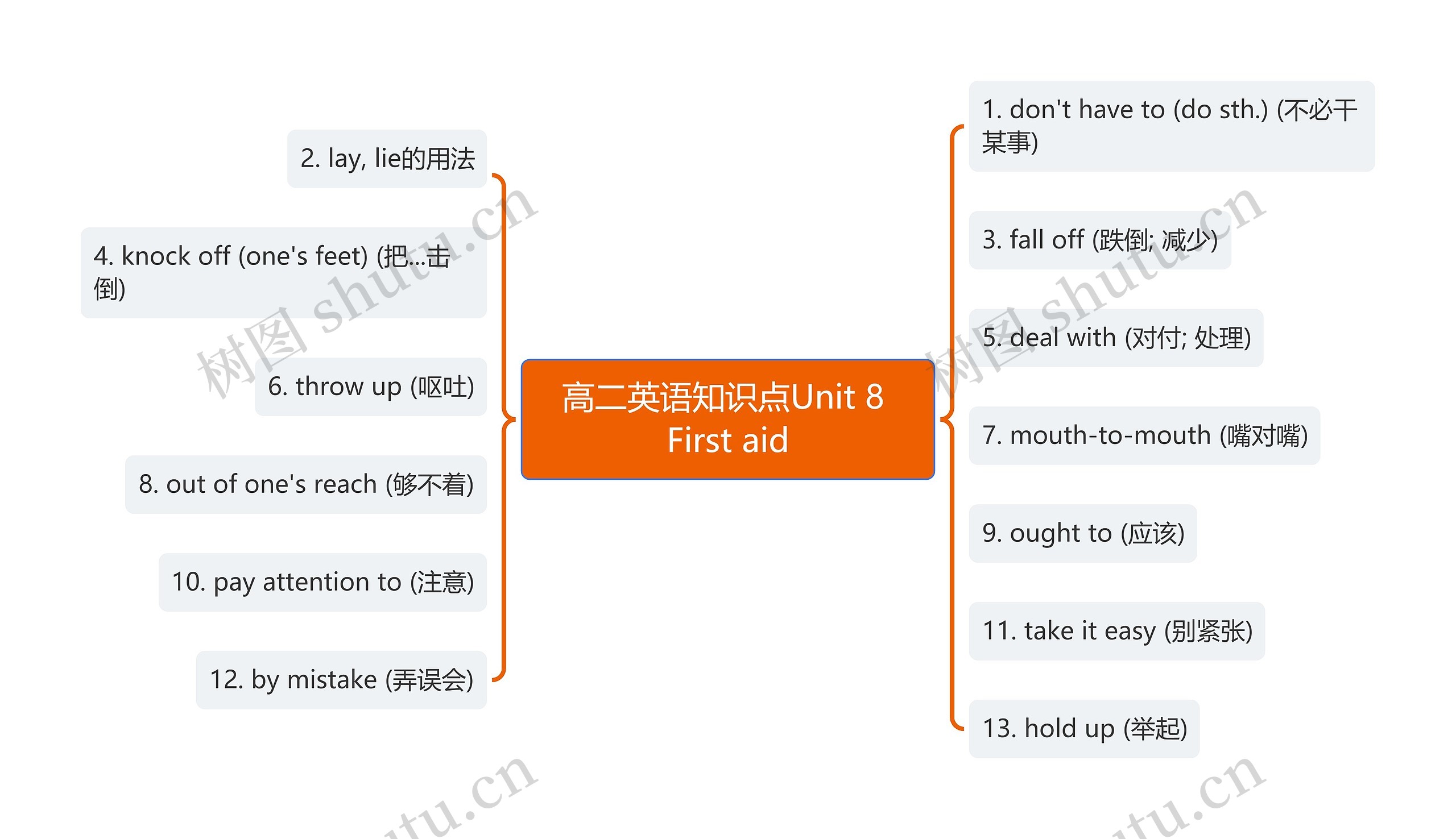 高二英语知识点Unit 8 First aid思维导图