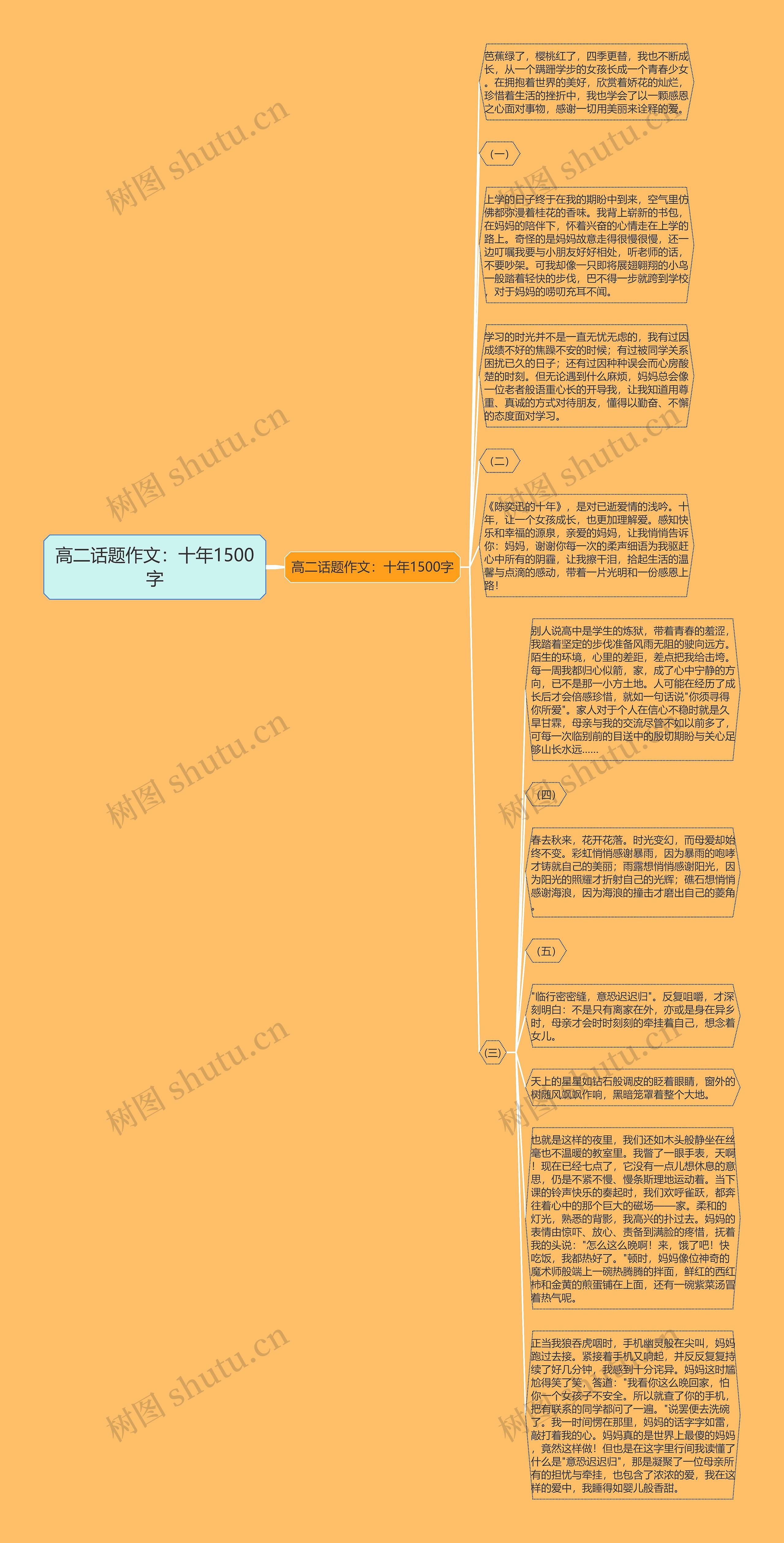 高二话题作文：十年1500字思维导图