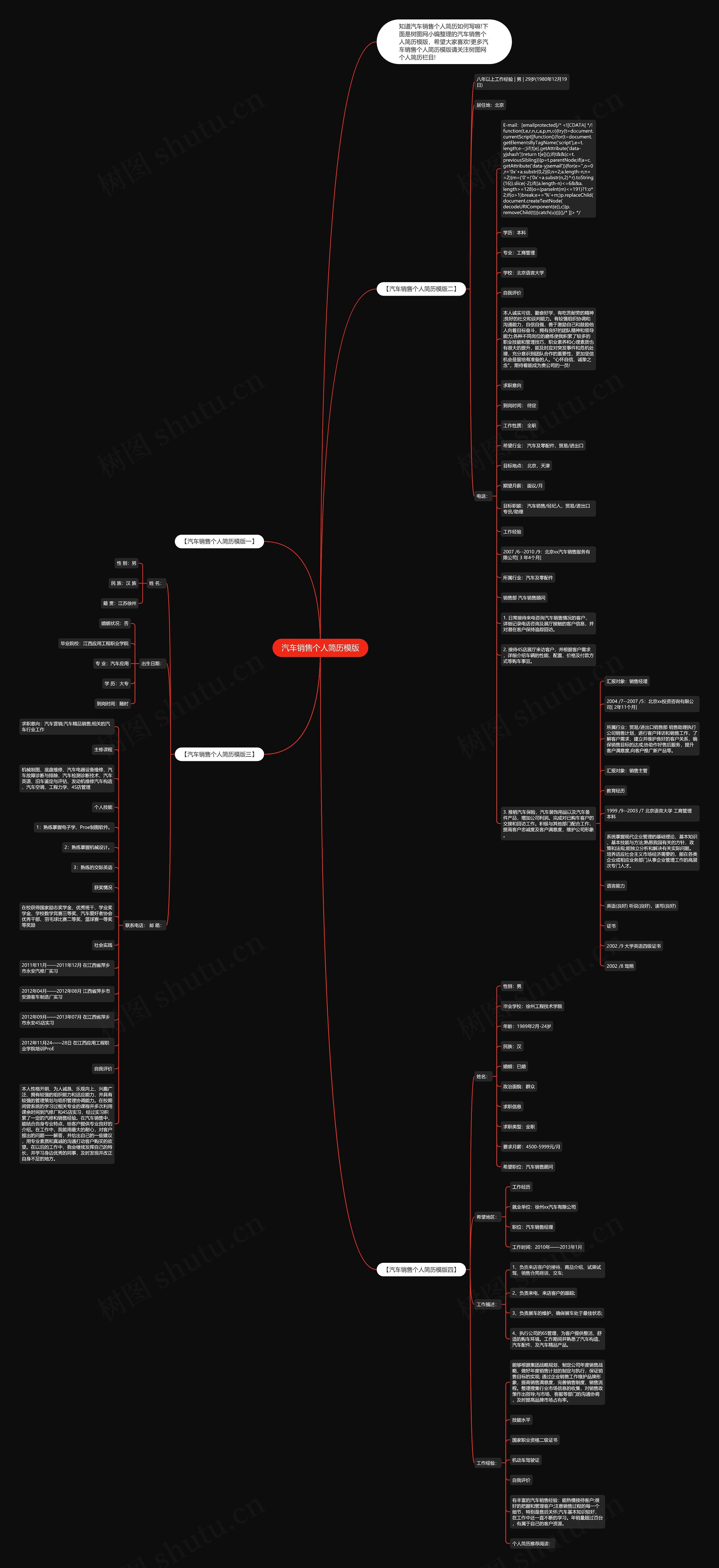 汽车销售个人简历模版