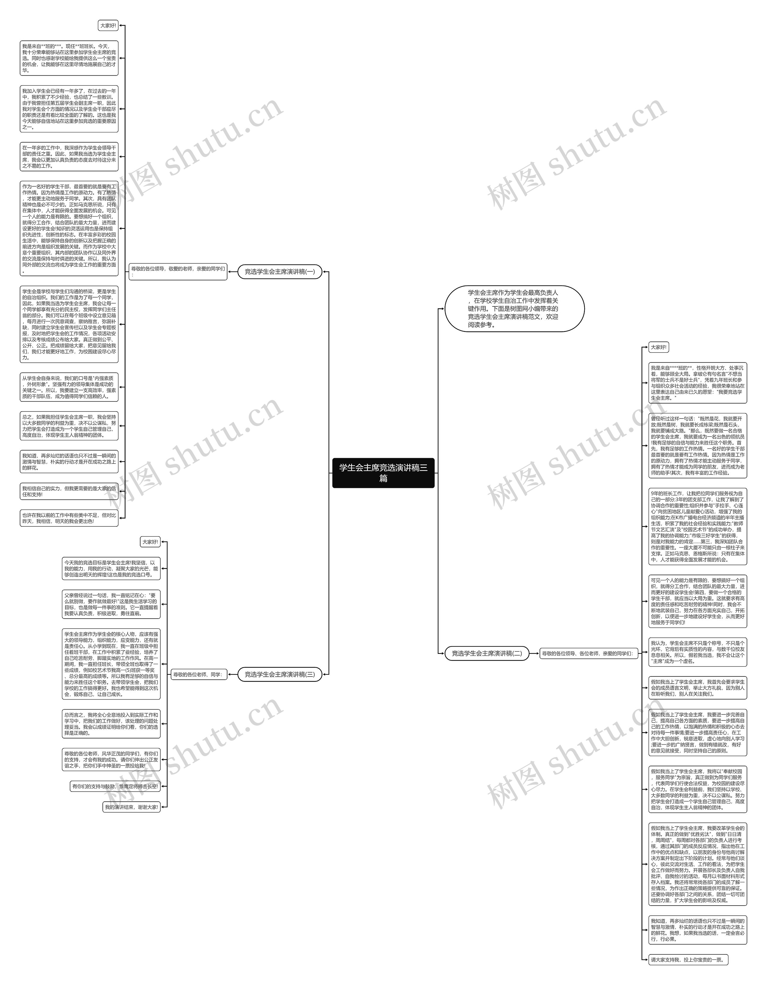 学生会主席竞选演讲稿三篇思维导图