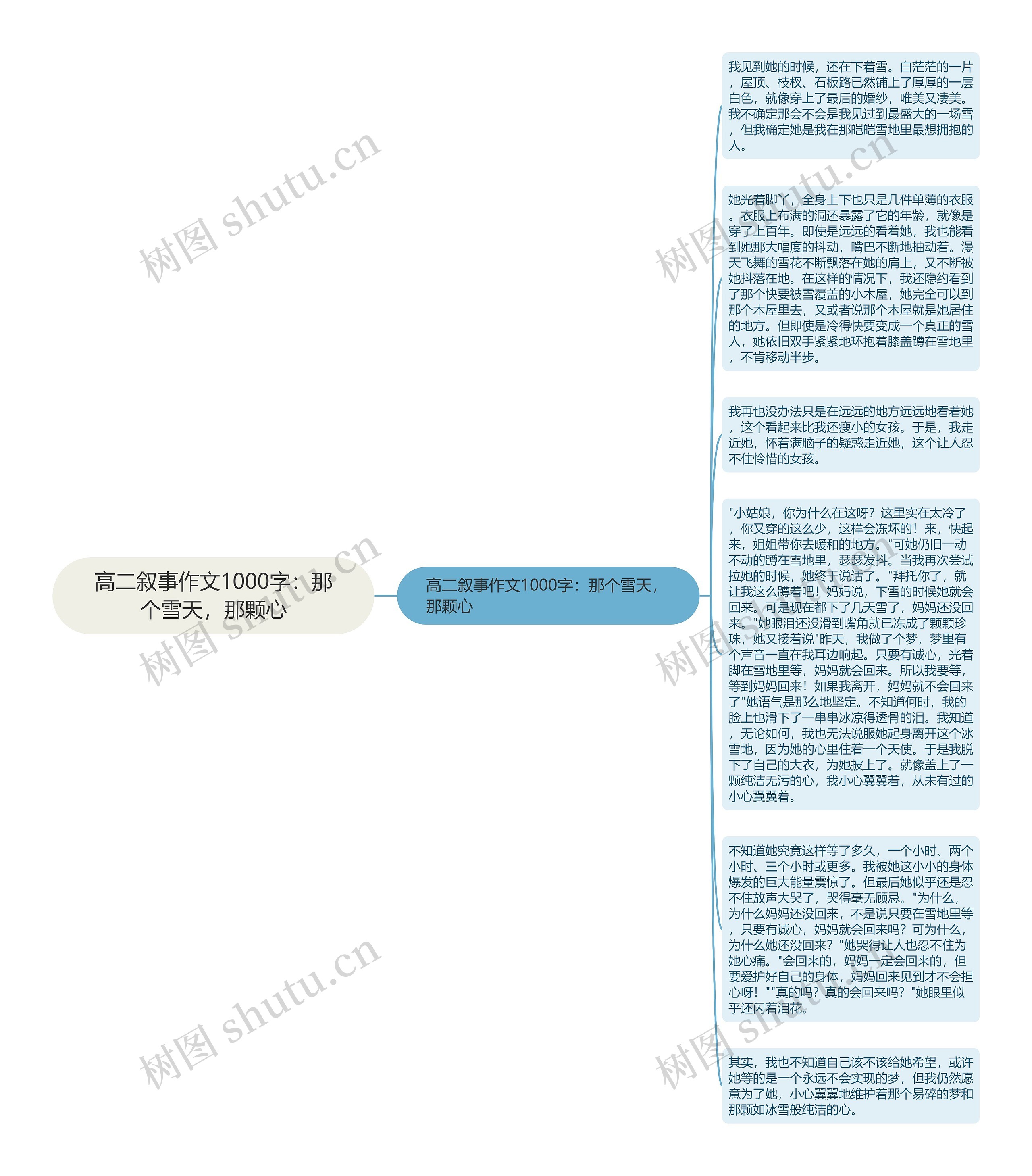 高二叙事作文1000字：那个雪天，那颗心思维导图