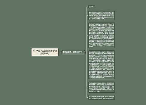 2020初中生竞选班干部演讲稿800字