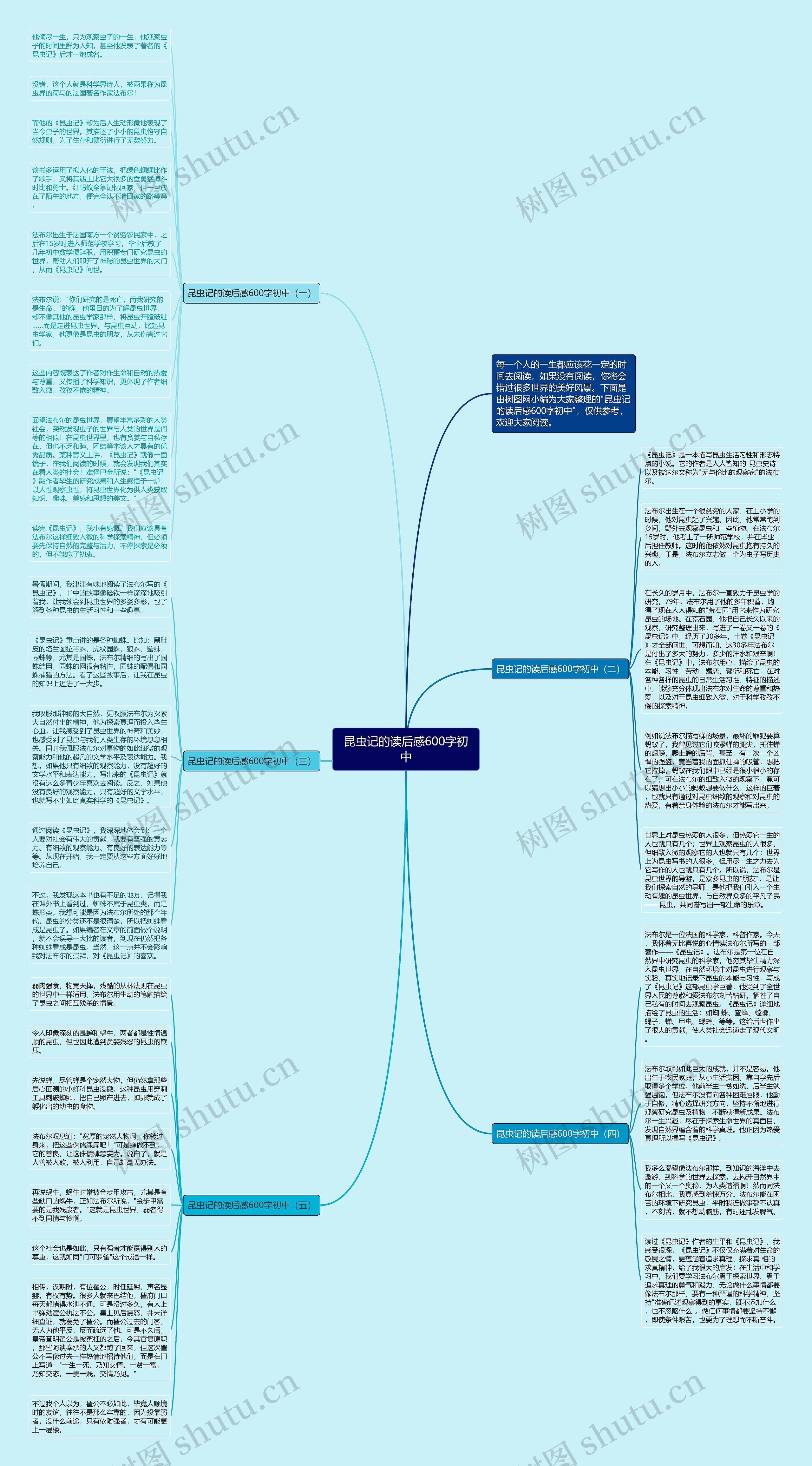 昆虫记的读后感600字初中思维导图高清图 昆虫记的读后感600字初中思维导图