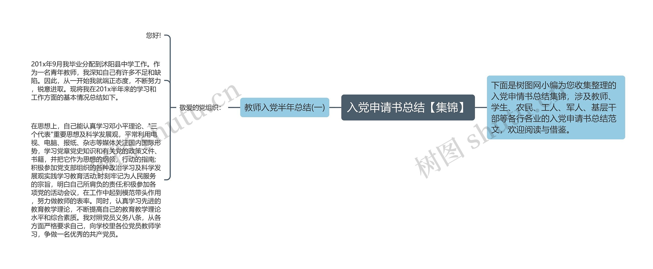 入党申请书总结【集锦】思维导图