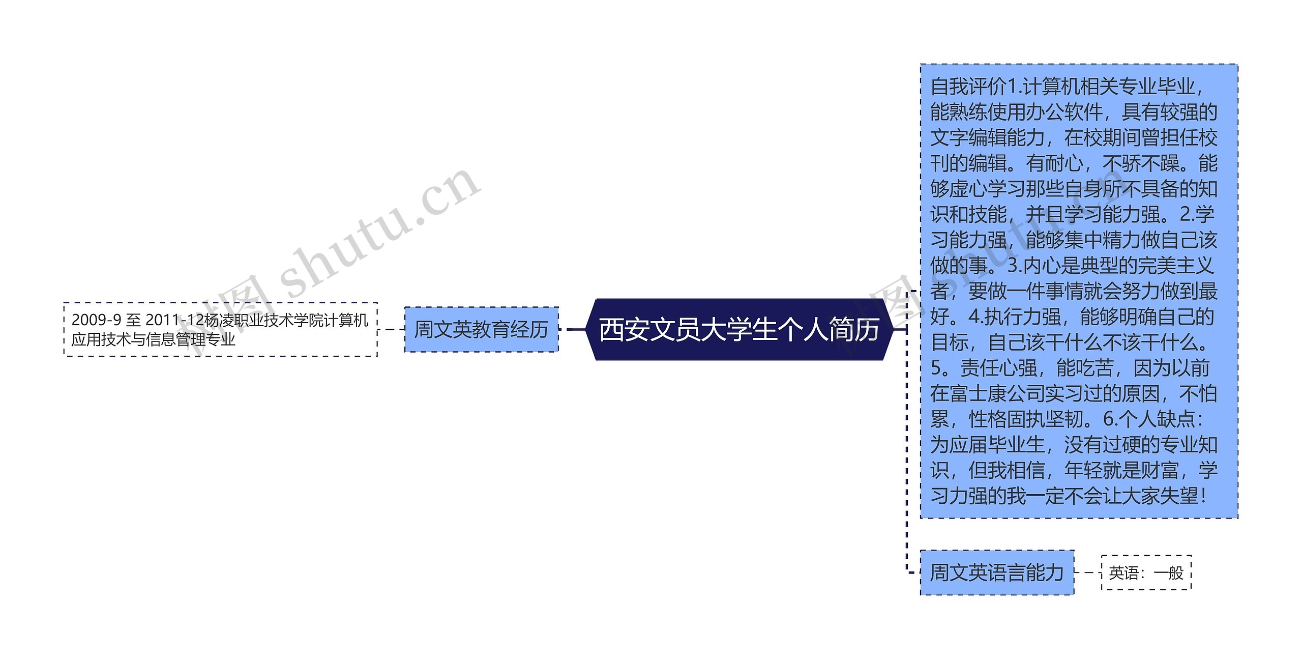 西安文员大学生个人简历