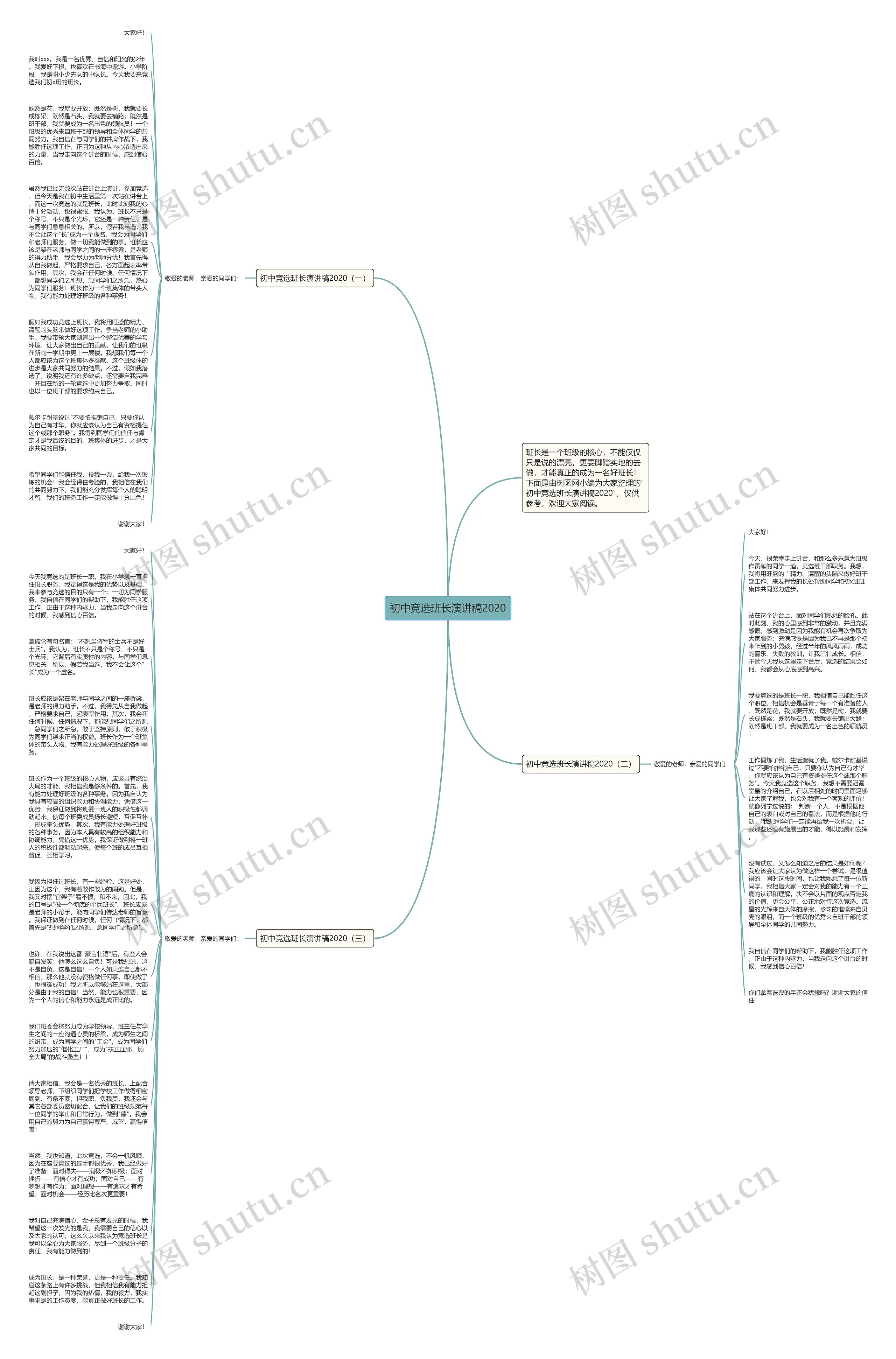 初中竞选班长演讲稿2020思维导图高清图 初中竞选班长演讲稿2020思维导图