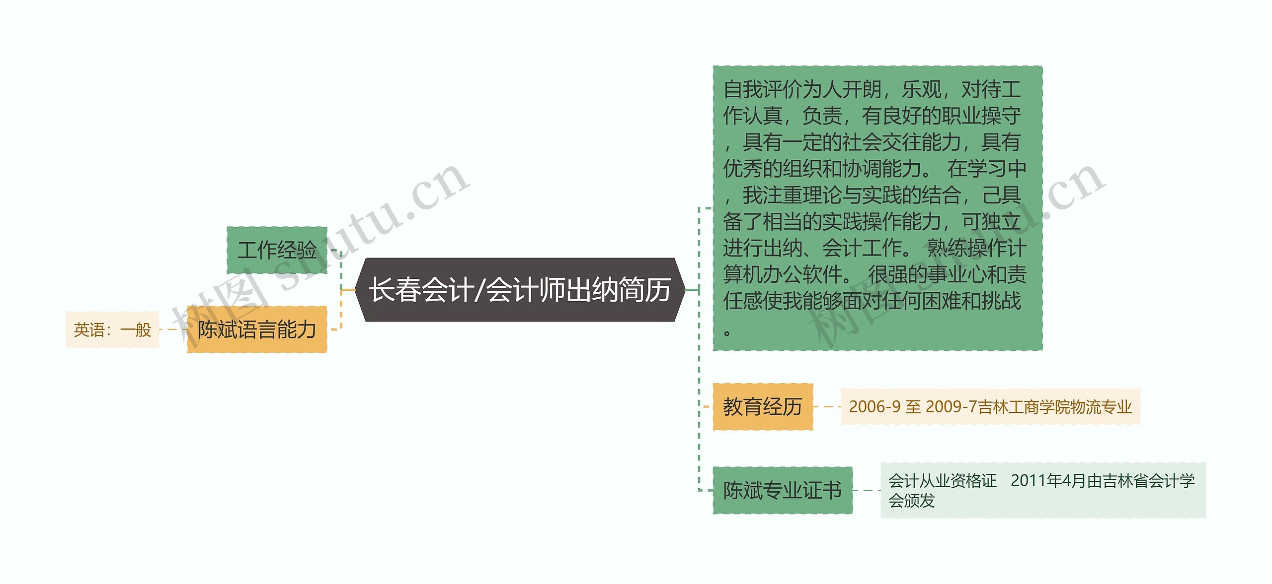 长春会计/会计师出纳简历思维导图