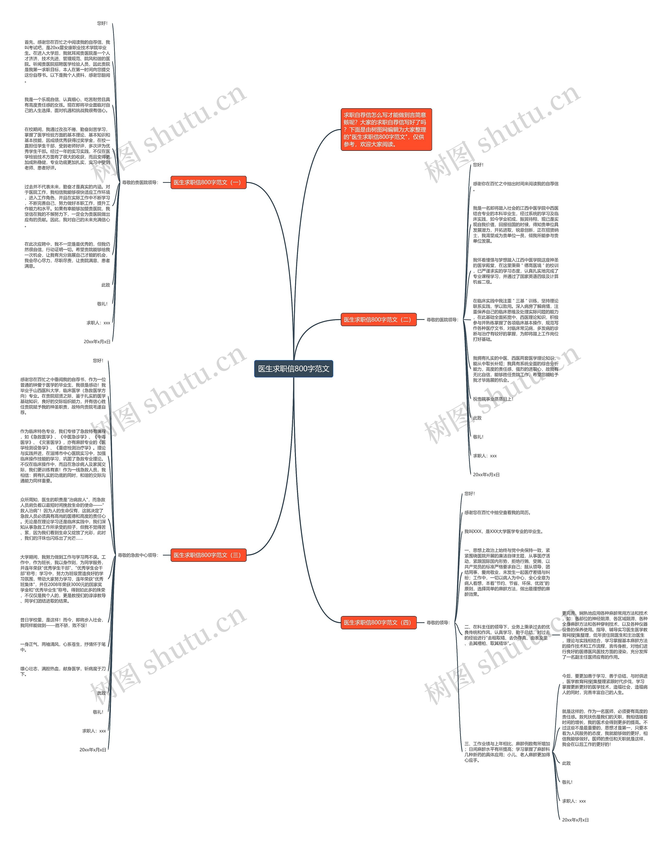 医生求职信800字范文思维导图