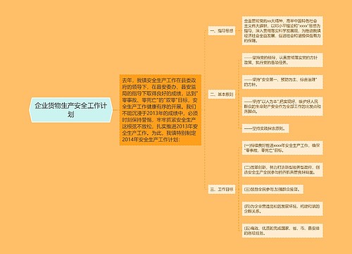 企业货物生产安全工作计划