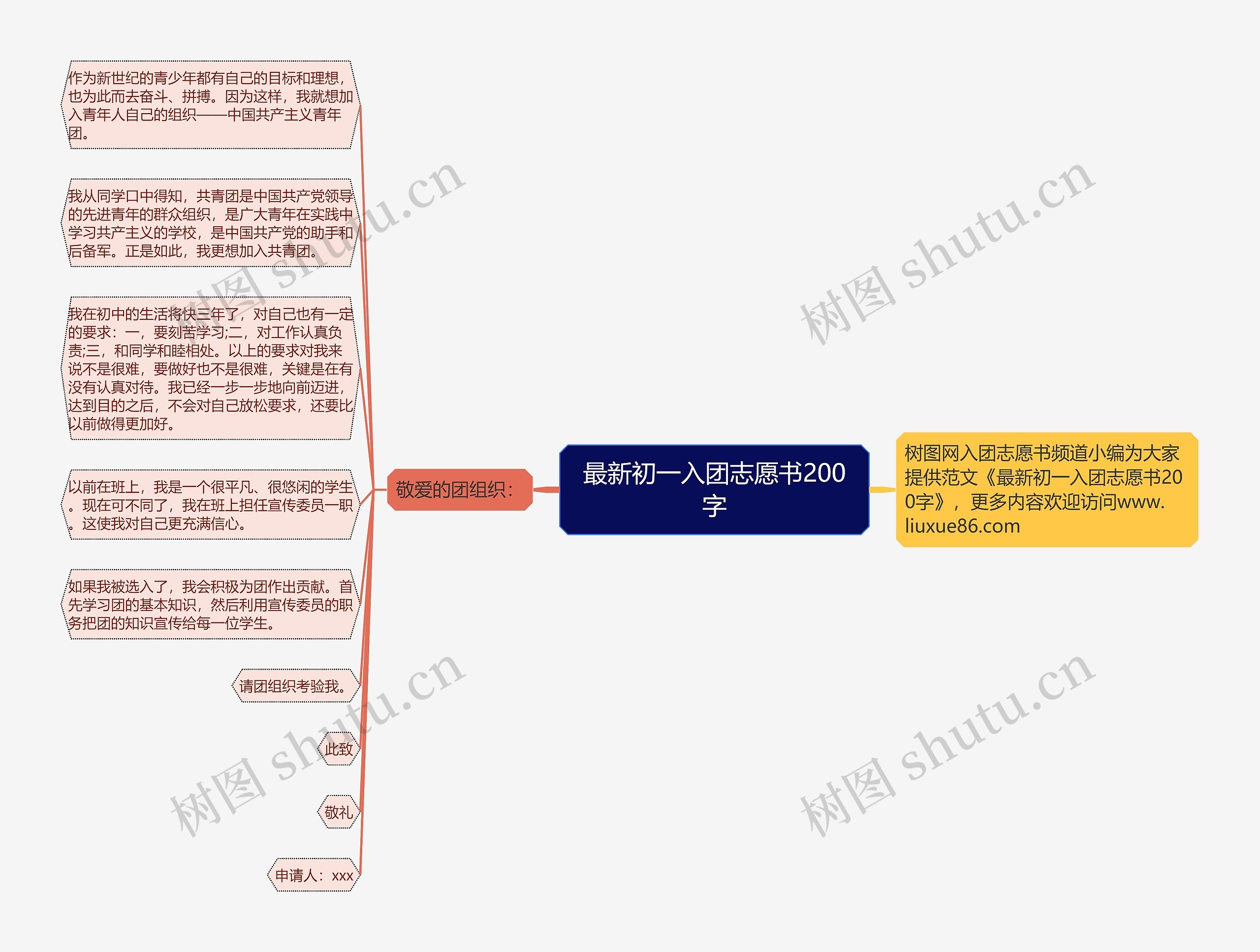 最新初一入团志愿书200字思维导图