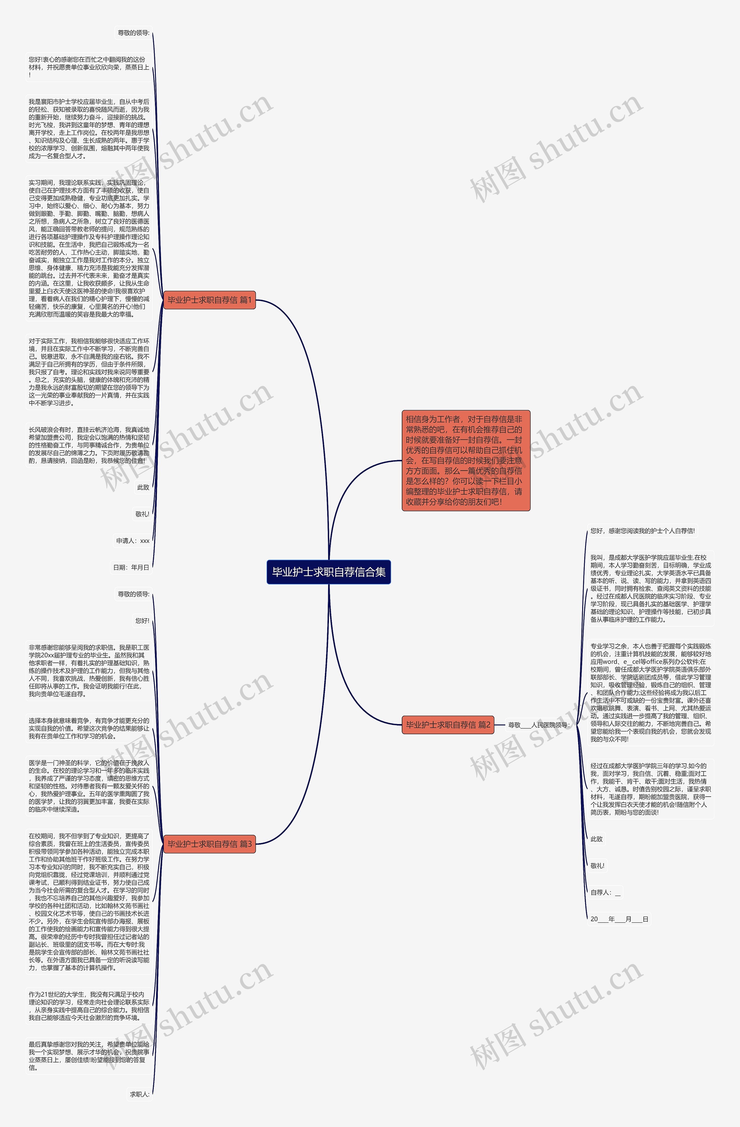 毕业护士求职自荐信合集思维导图