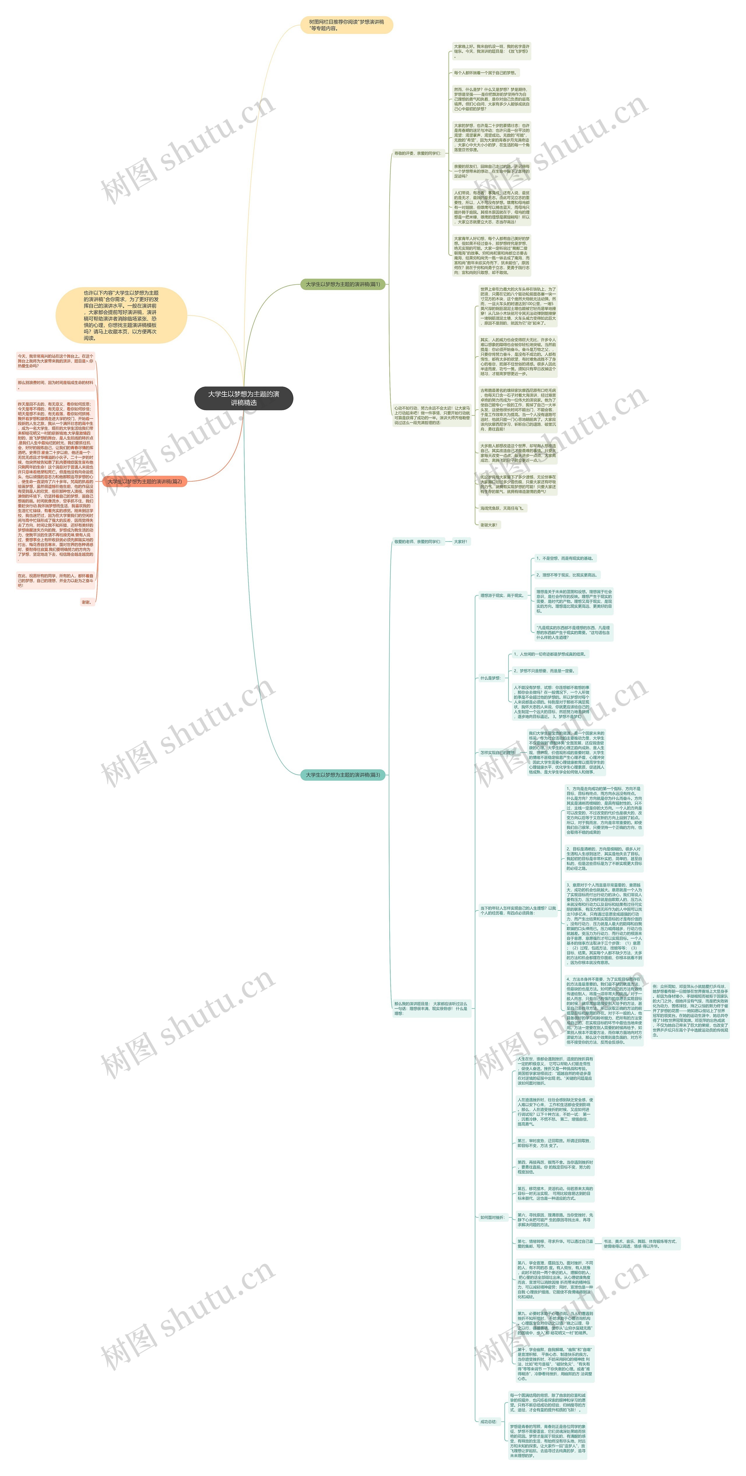 大学生以梦想为主题的演讲稿精选思维导图
