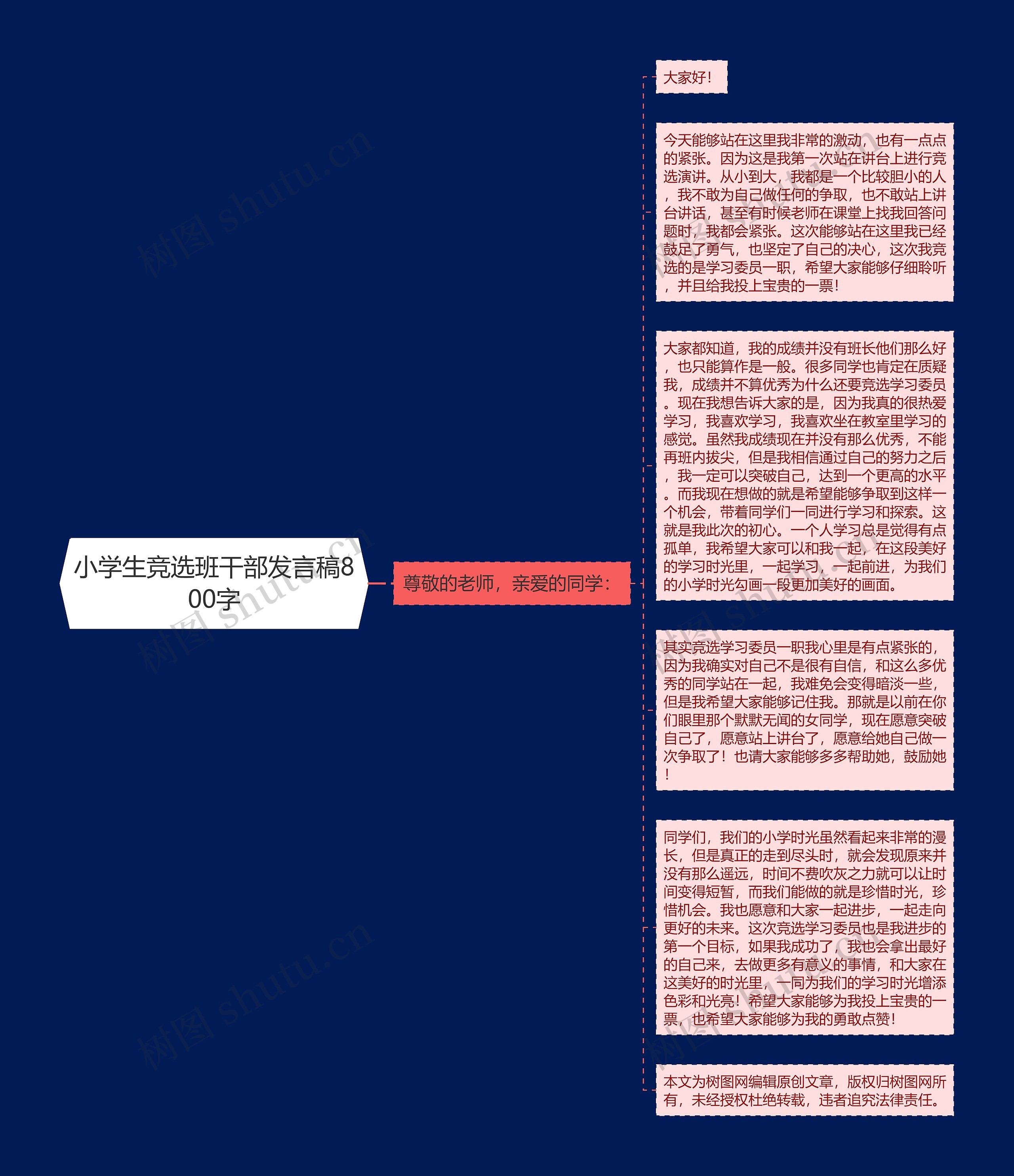 小学生竞选班干部发言稿800字思维导图