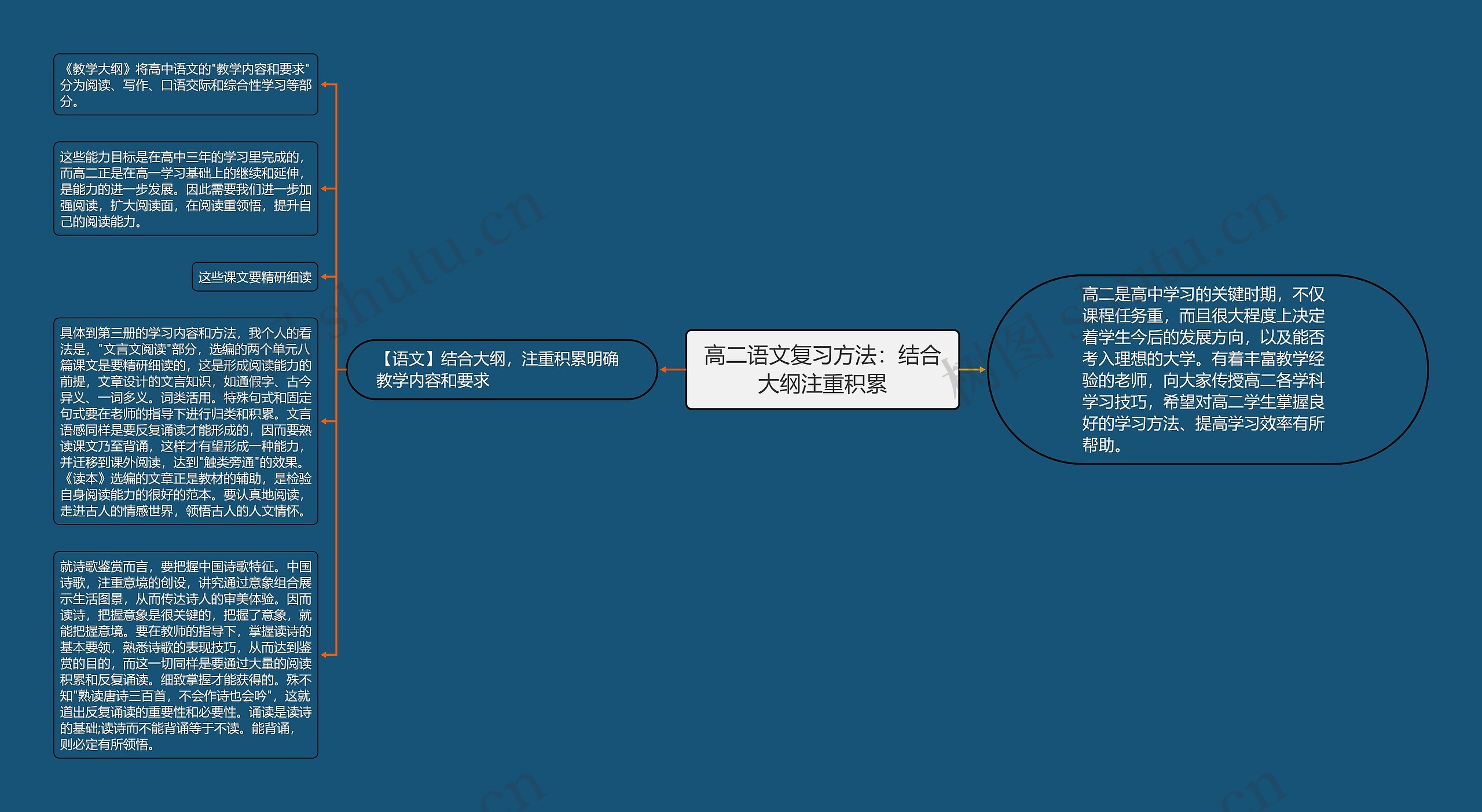 高二语文复习方法：结合大纲注重积累思维导图