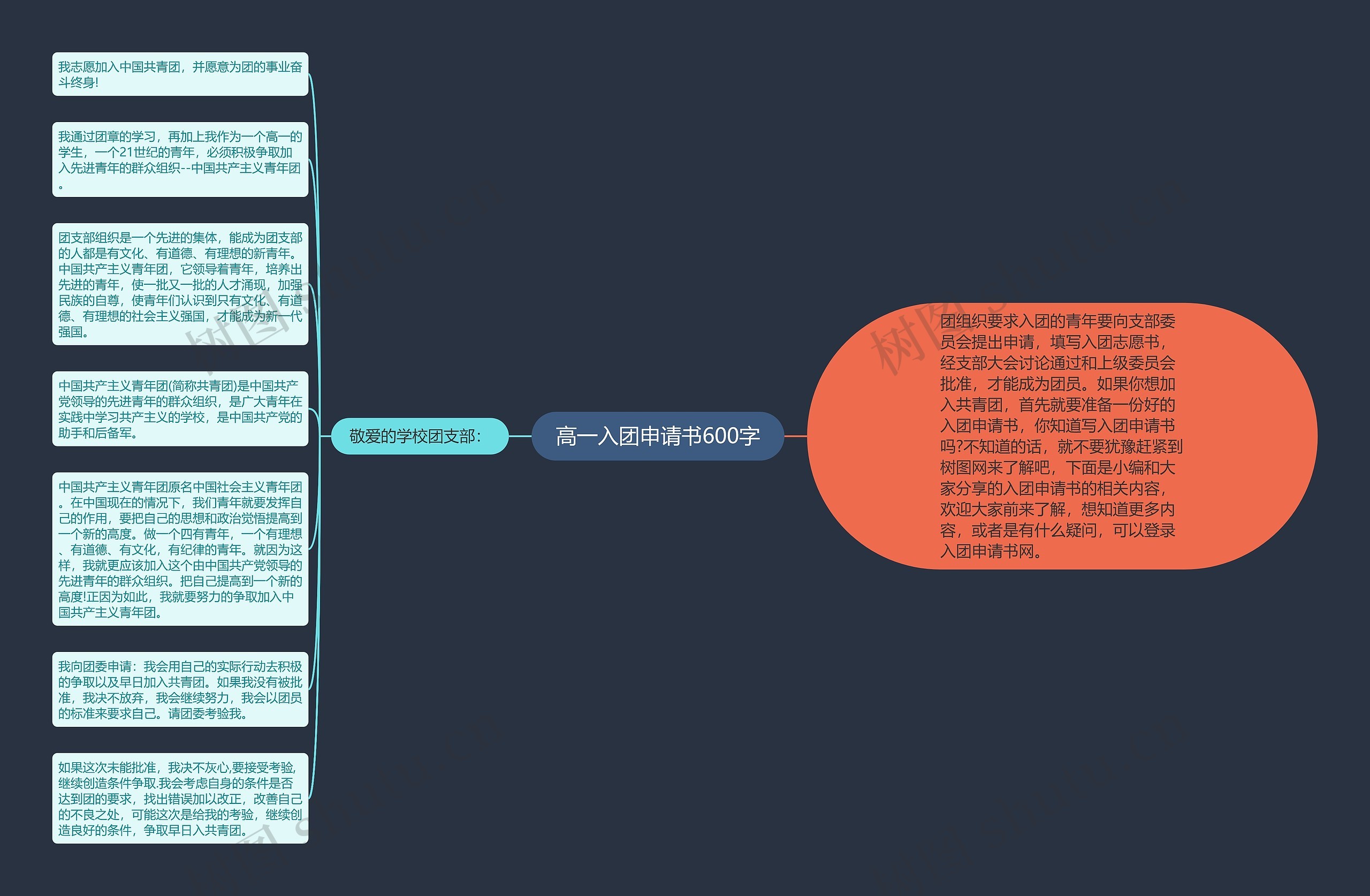 高一入团申请书600字思维导图