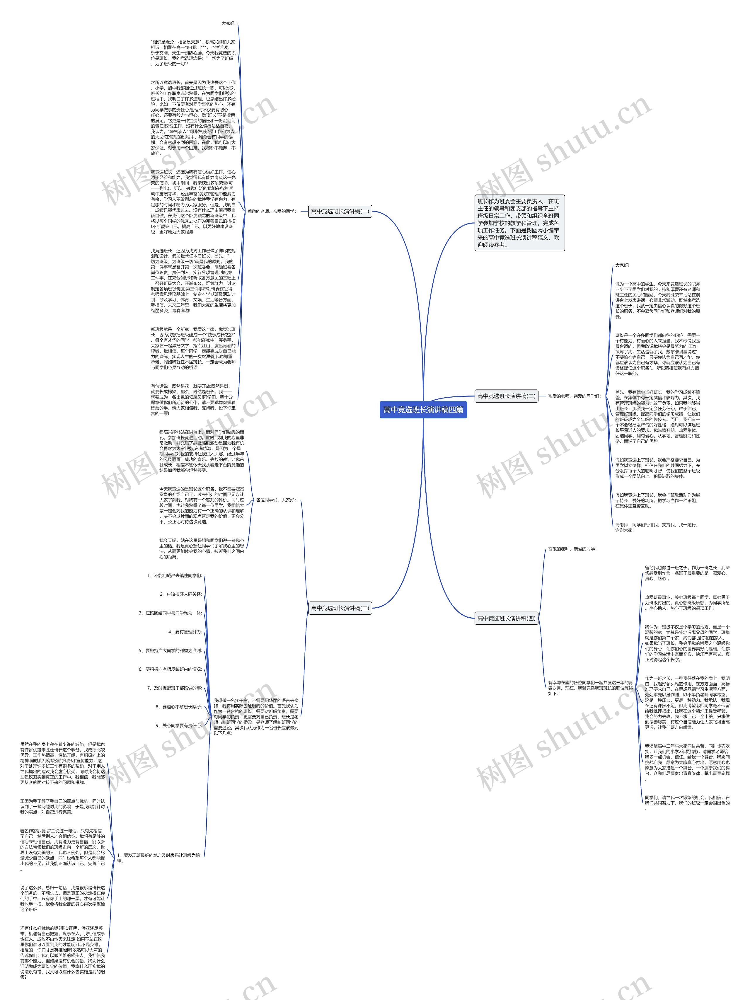 高中竞选班长演讲稿四篇思维导图
