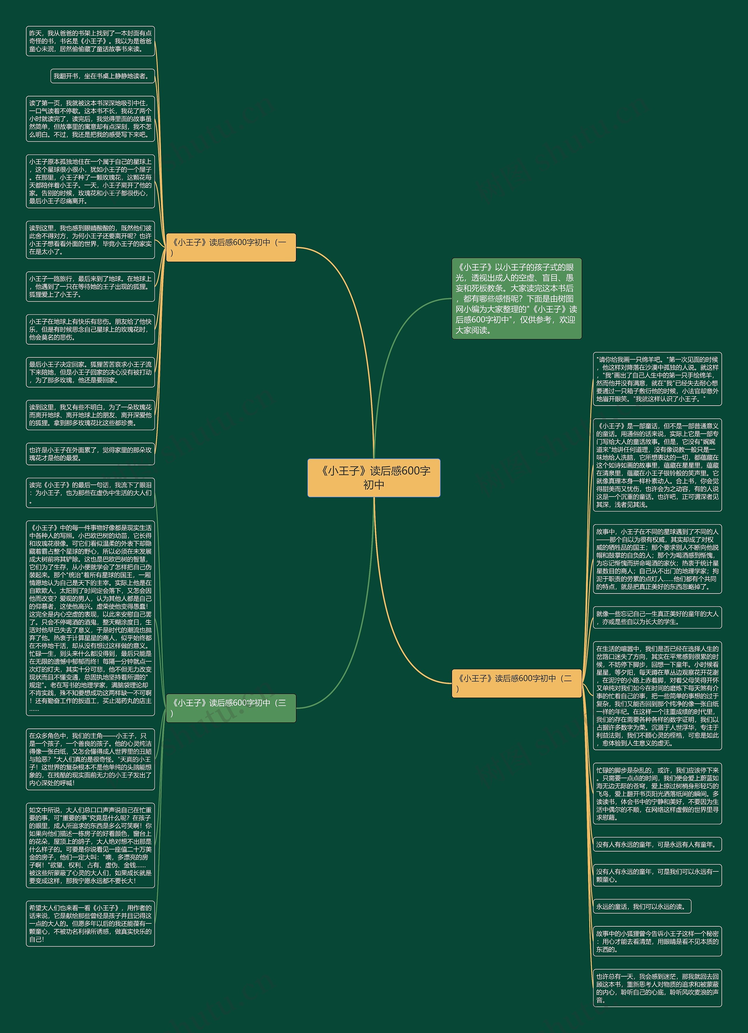《小王子》读后感600字初中思维导图