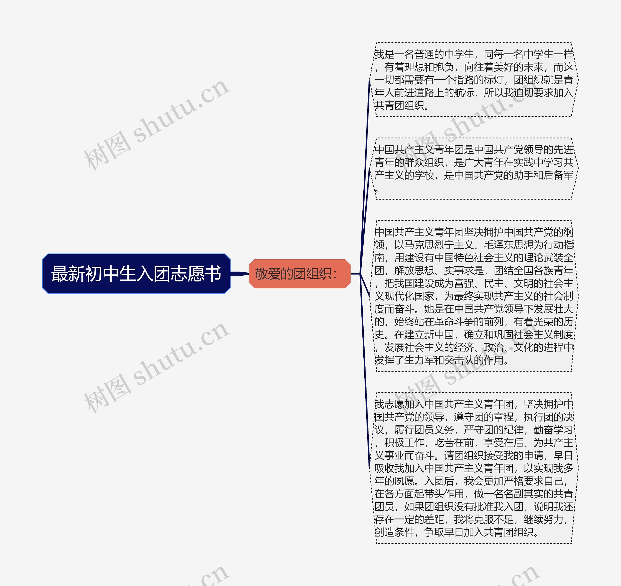 最新初中生入团志愿书思维导图