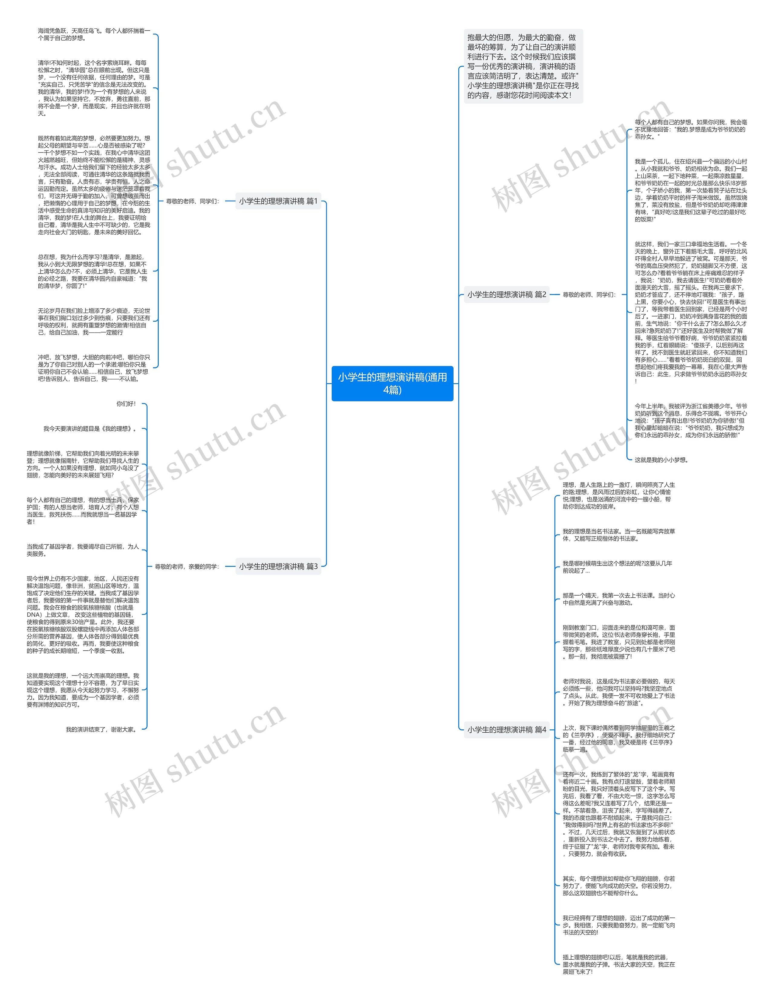 小学生的理想演讲稿(通用4篇)思维导图