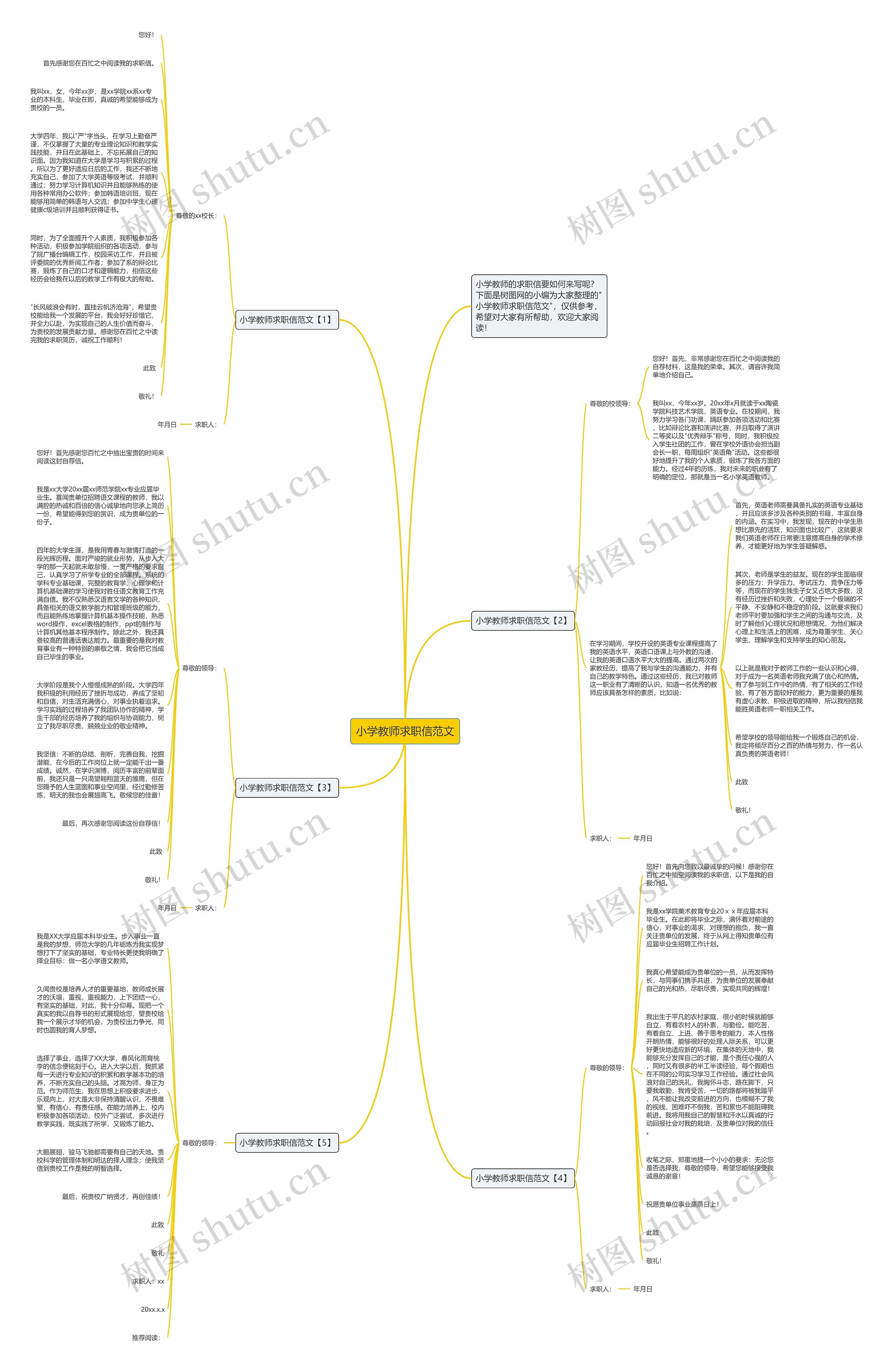 小学教师求职信范文思维导图