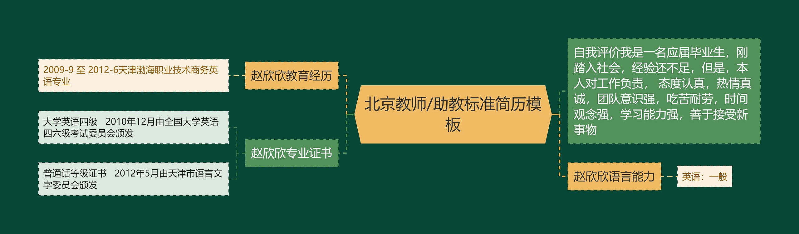 北京教师/助教标准简历思维导图