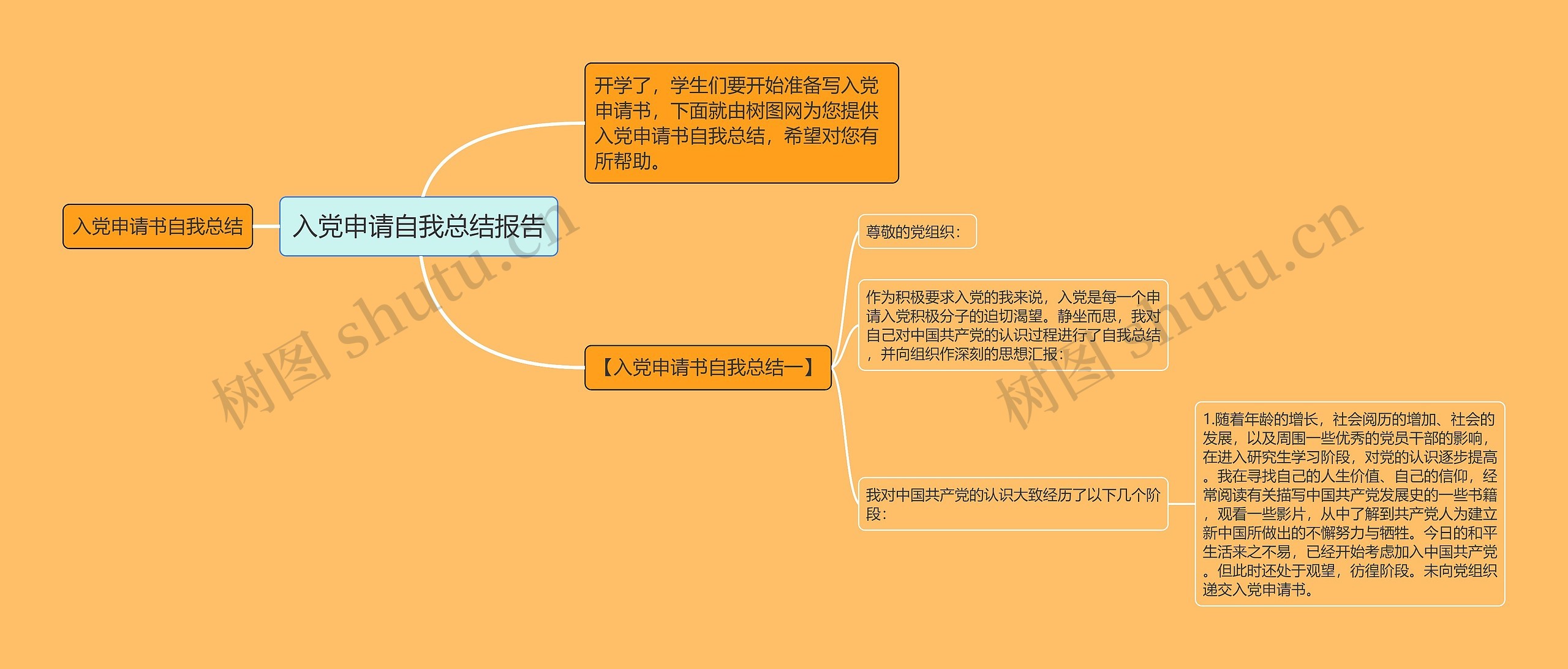 入党申请自我总结报告思维导图