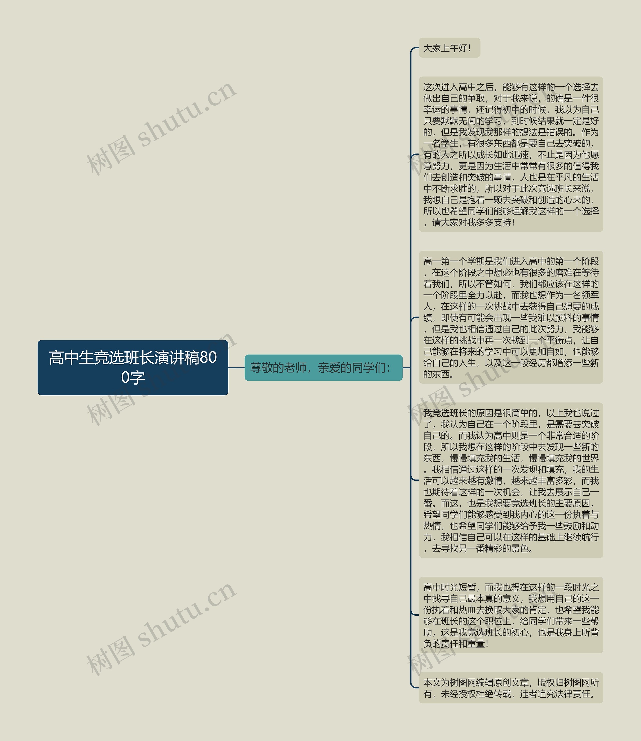 高中生竞选班长演讲稿800字思维导图