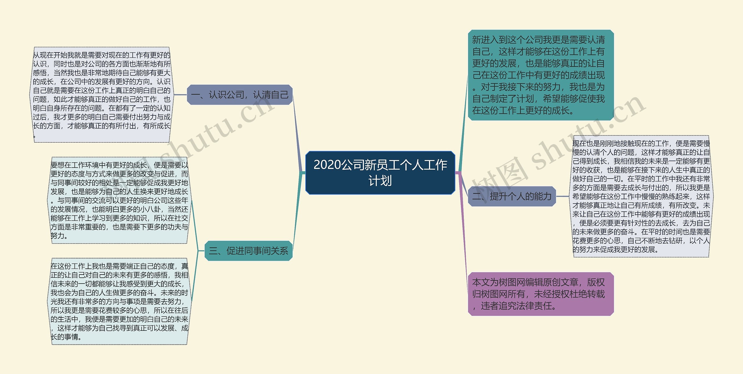 2020公司新员工个人工作计划思维导图