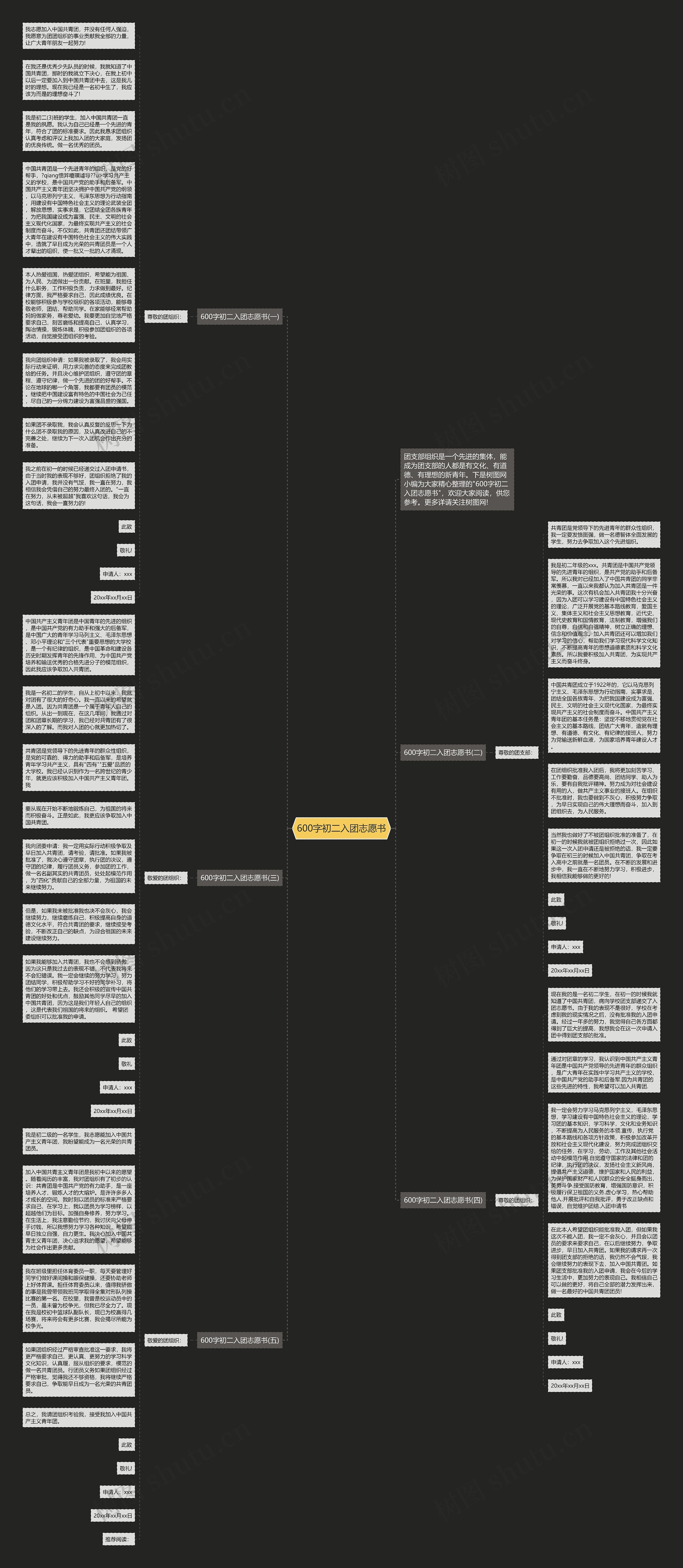 600字初二入团志愿书思维导图