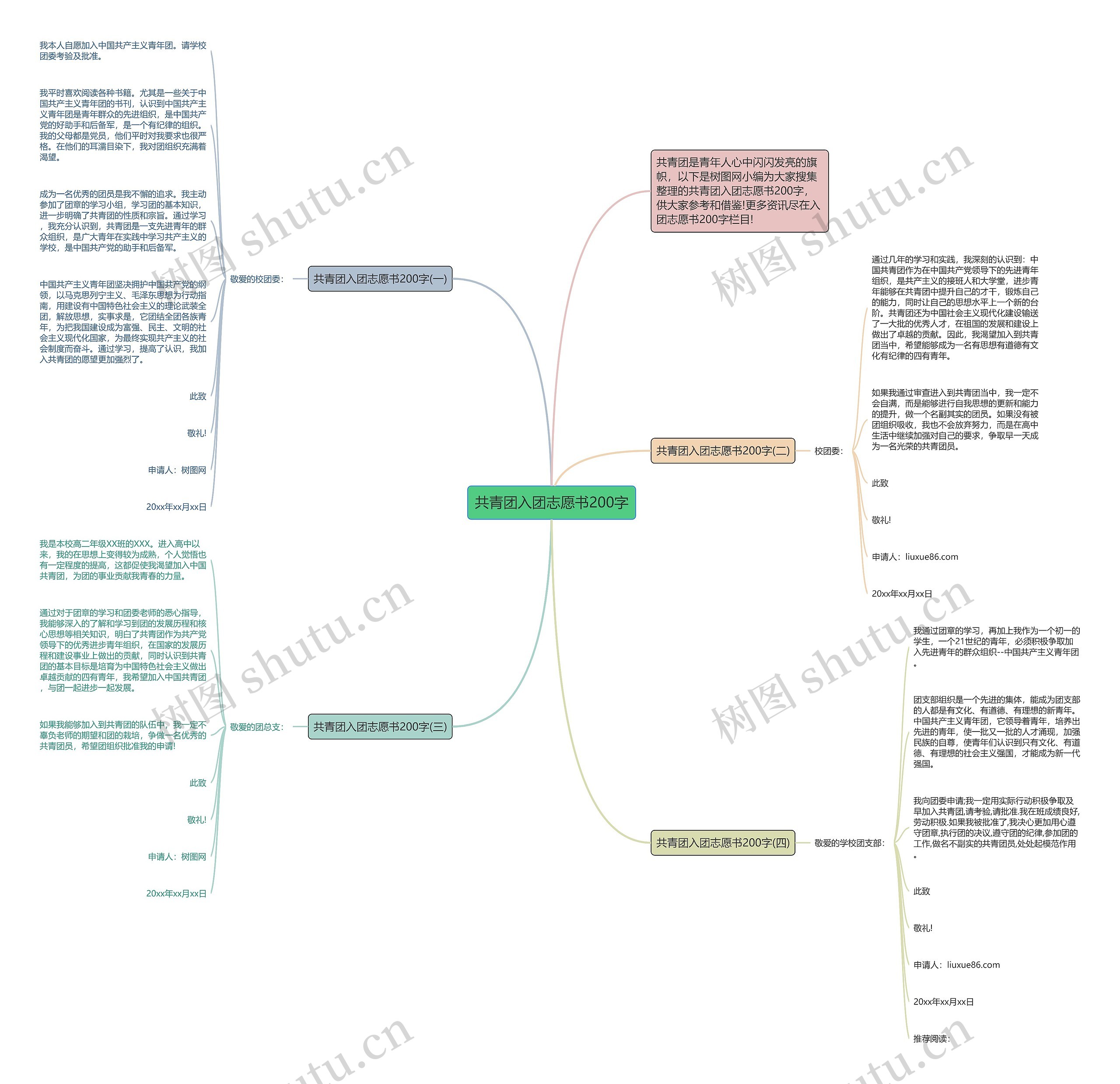 共青团入团志愿书200字思维导图