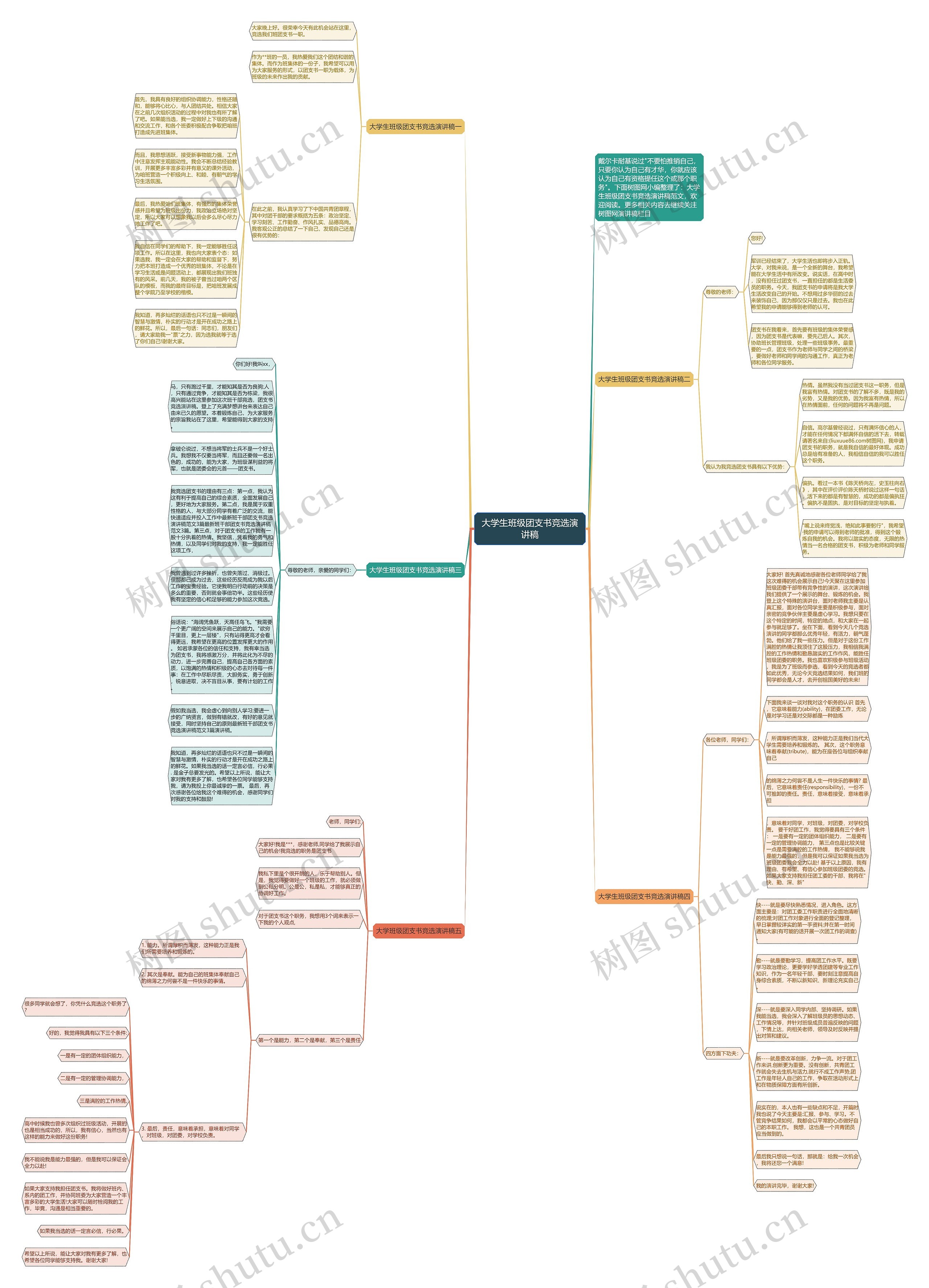 大学生班级团支书竞选演讲稿思维导图