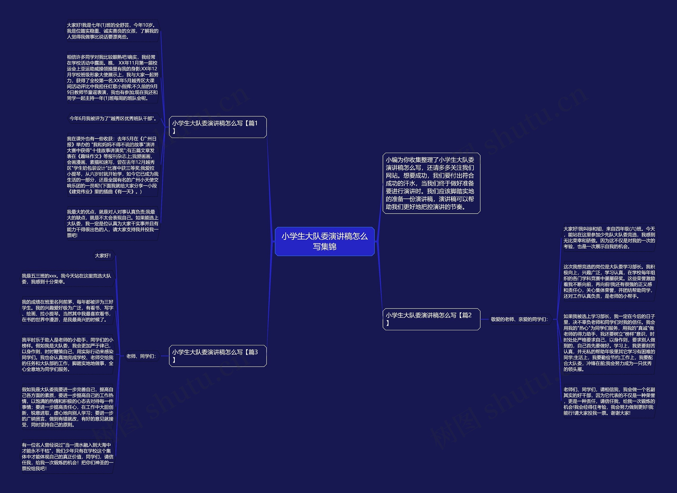 小学生大队委演讲稿怎么写集锦思维导图
