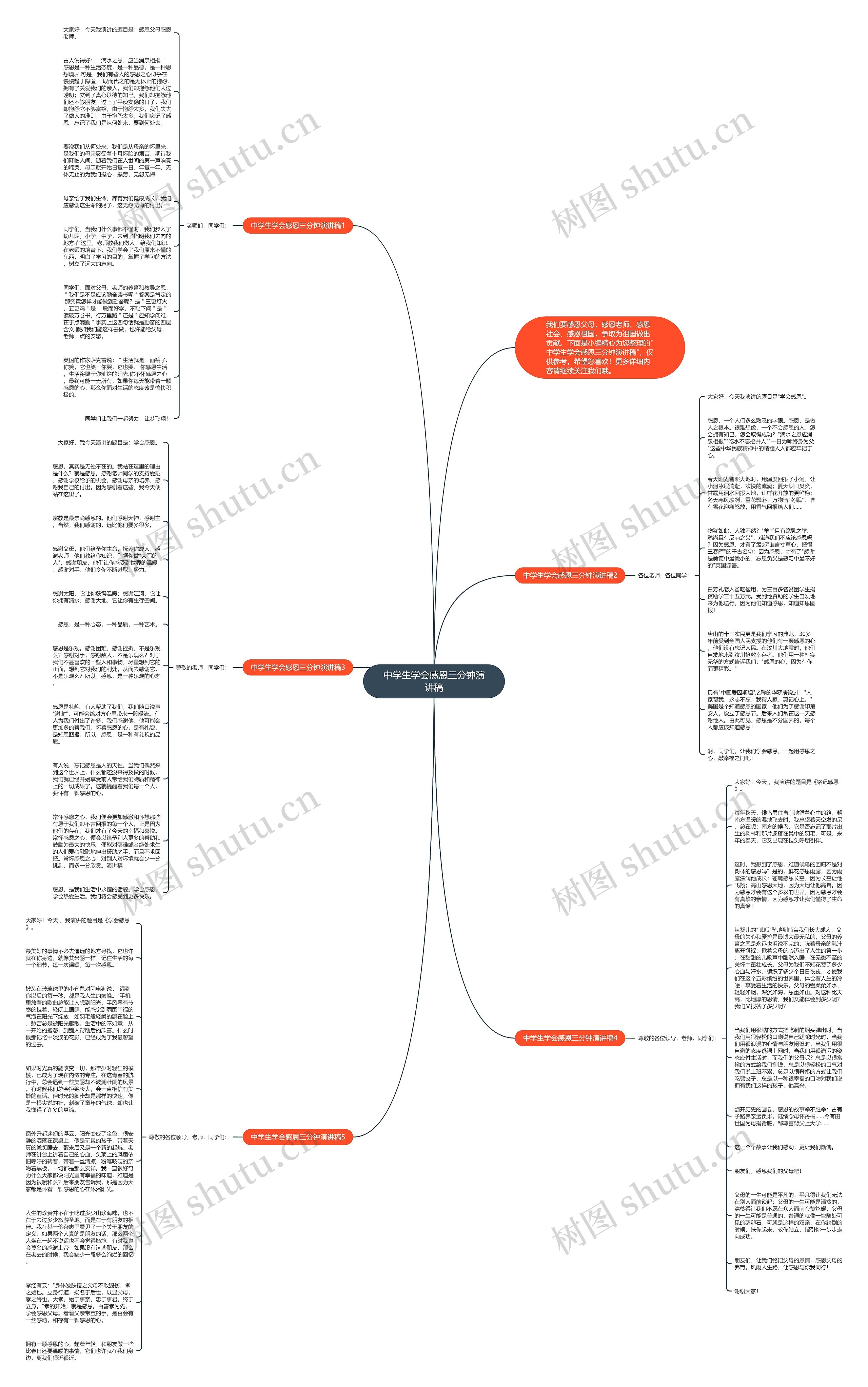 中学生学会感恩三分钟演讲稿思维导图
